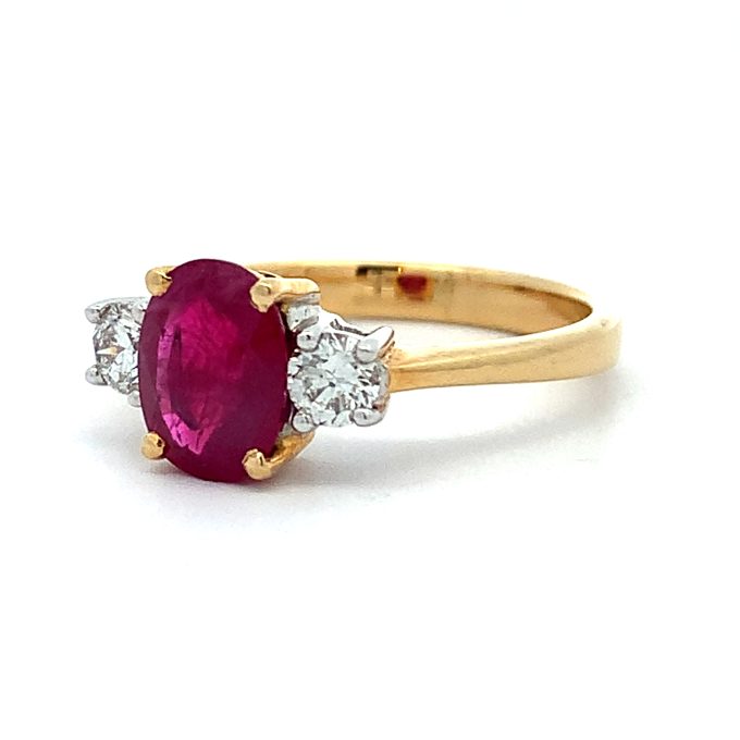 1.50ct Burmese Ruby and Diamond Trilogy Ring