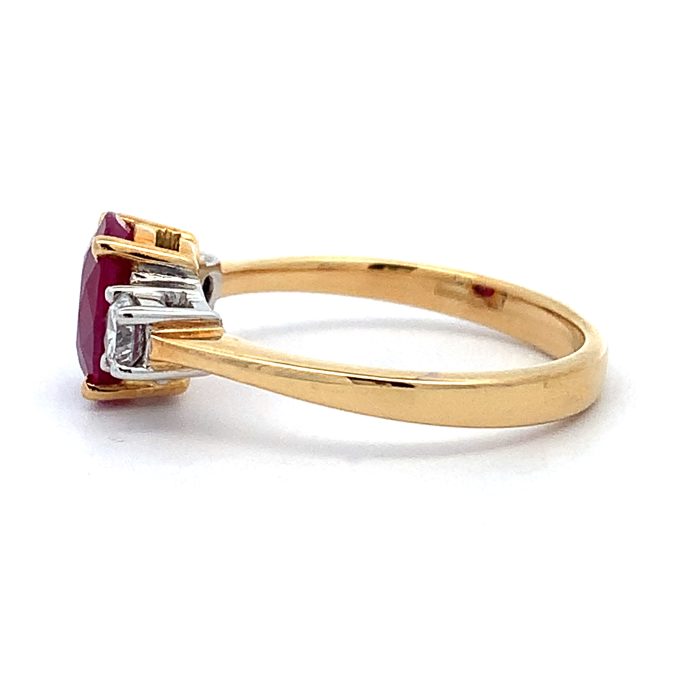 1.50ct Burmese Ruby and Diamond Trilogy Ring