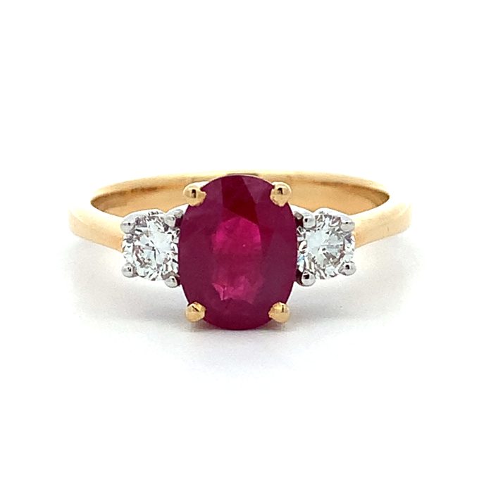 1.50ct Burmese Ruby and Diamond Trilogy Ring