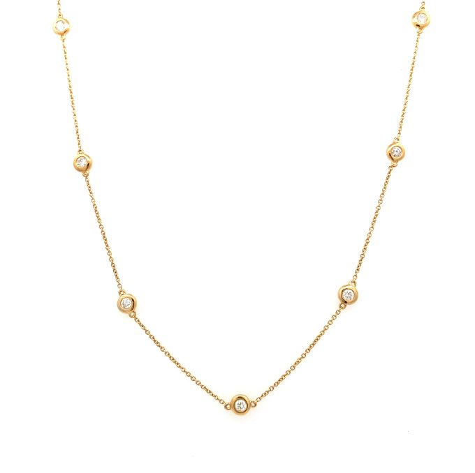 Yellow Gold Diamond Station Necklace