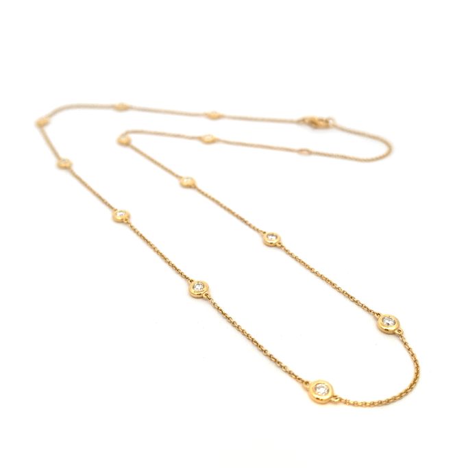 Yellow Gold Diamond Station Necklace