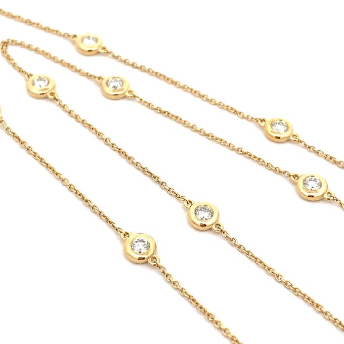 Yellow Gold Diamond Station Necklace