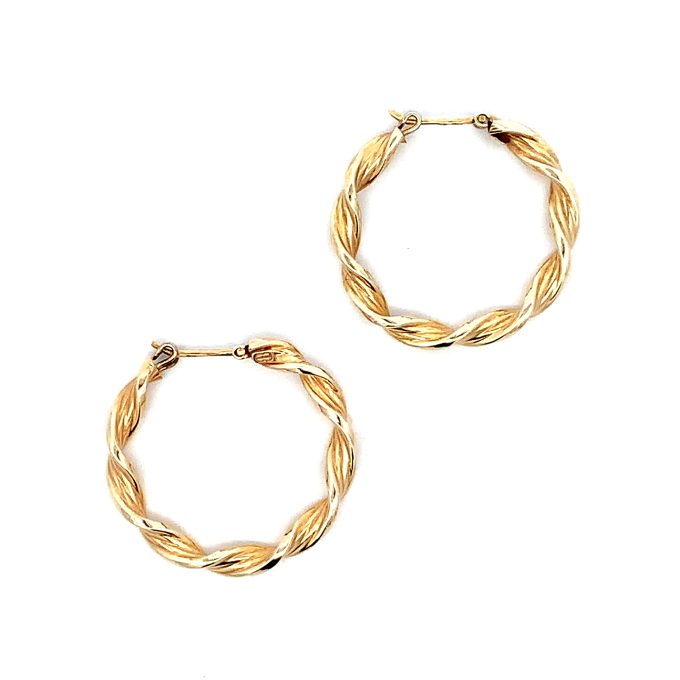 Large 9ct Yellow Gold Twist Hoop Earrings