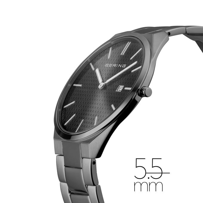 Bering Gents Gunmetal Slim Date Watch 17240-777