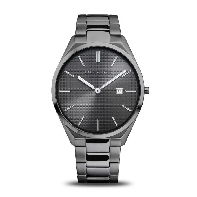 Bering Gents Gunmetal Slim Date Watch 17240-777