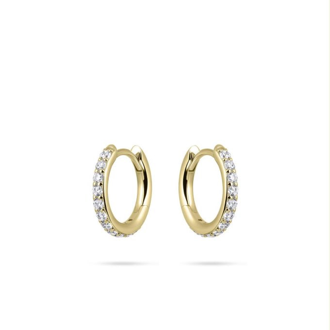 Gold Vermeil CZ Huggie Hoop Earrings 15mm