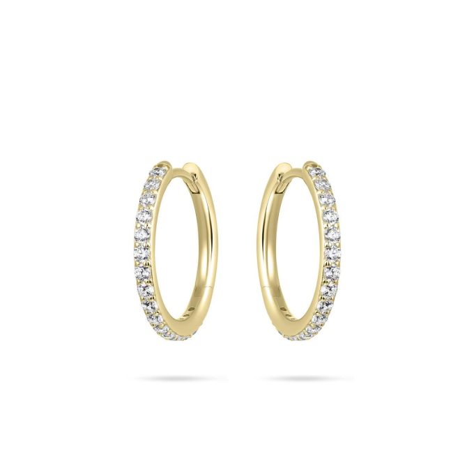 Gold Vermeil CZ Huggie Hoop Earrings 20mm
