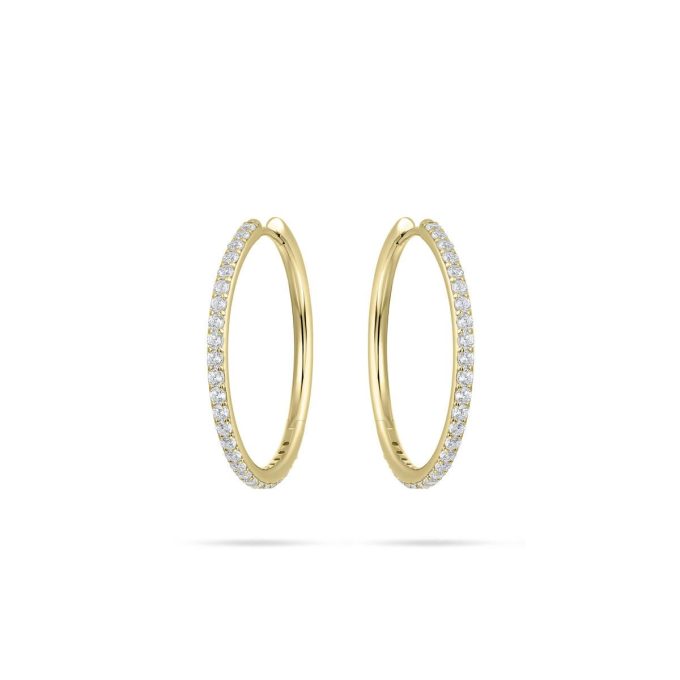 Gold Vermeil CZ Huggie Hoop Earrings 30mm
