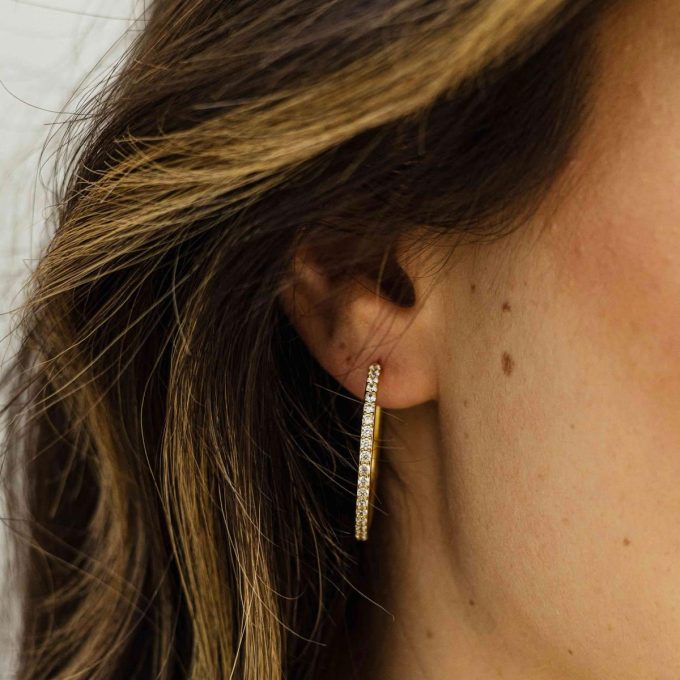 Gold Vermeil CZ Huggie Hoop Earrings 30mm