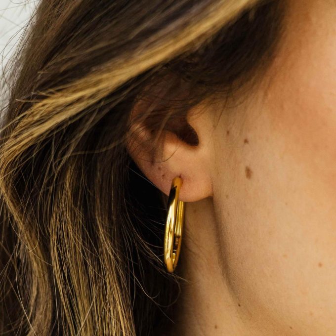 Gold Vermeil Huggie Hoop Earrings 30mm