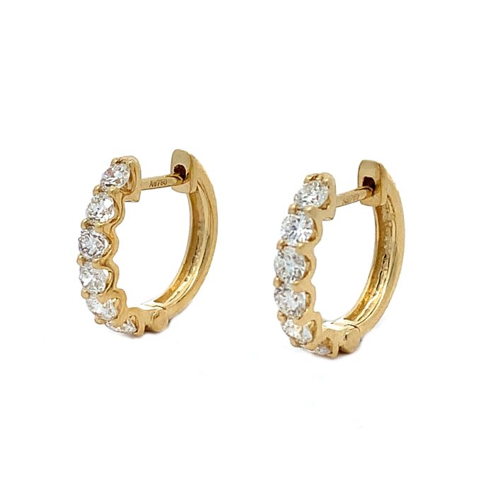 0.75ct Diamond Yellow Gold Huggie Earrings
