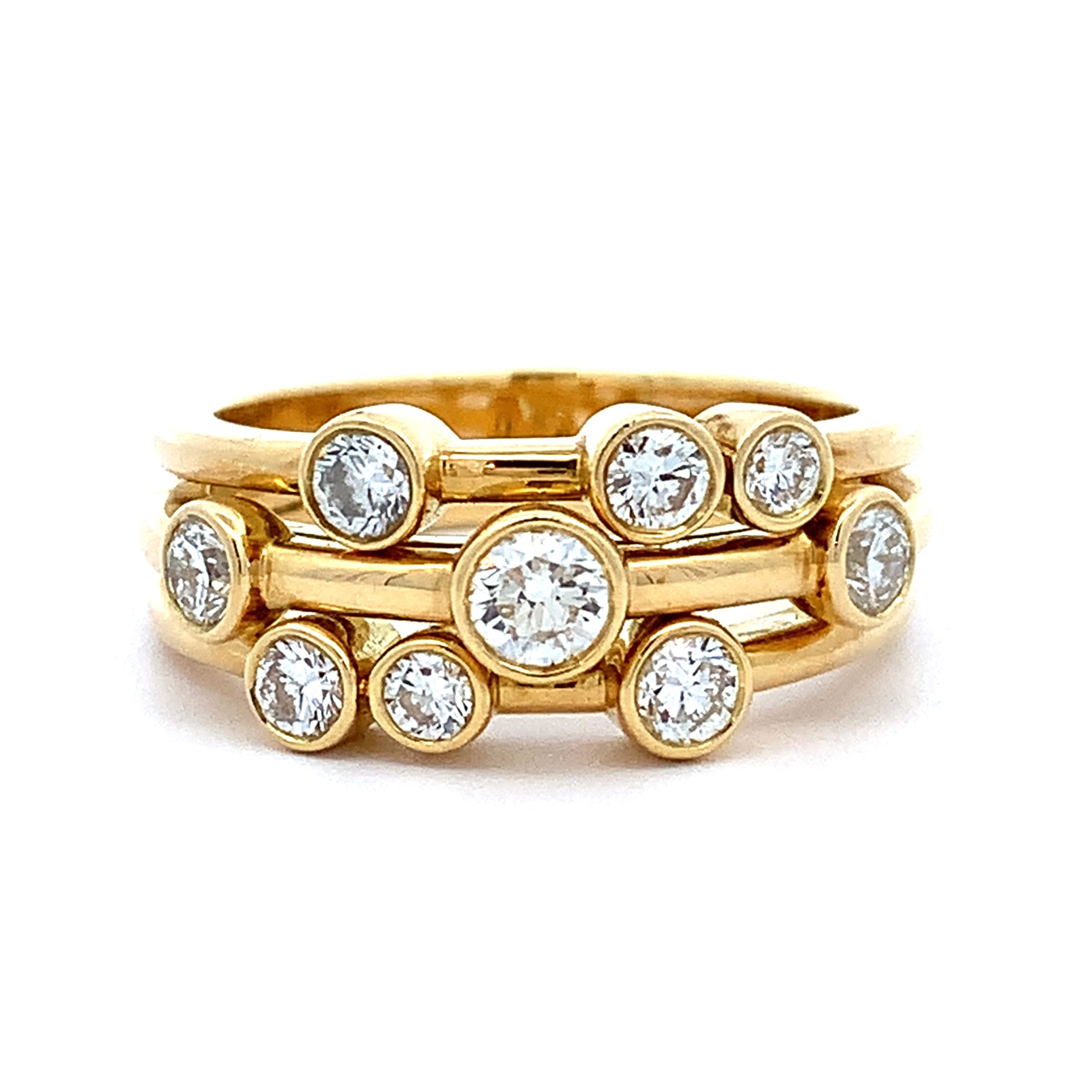 18ct Yellow Gold Diamond Bubble Ring