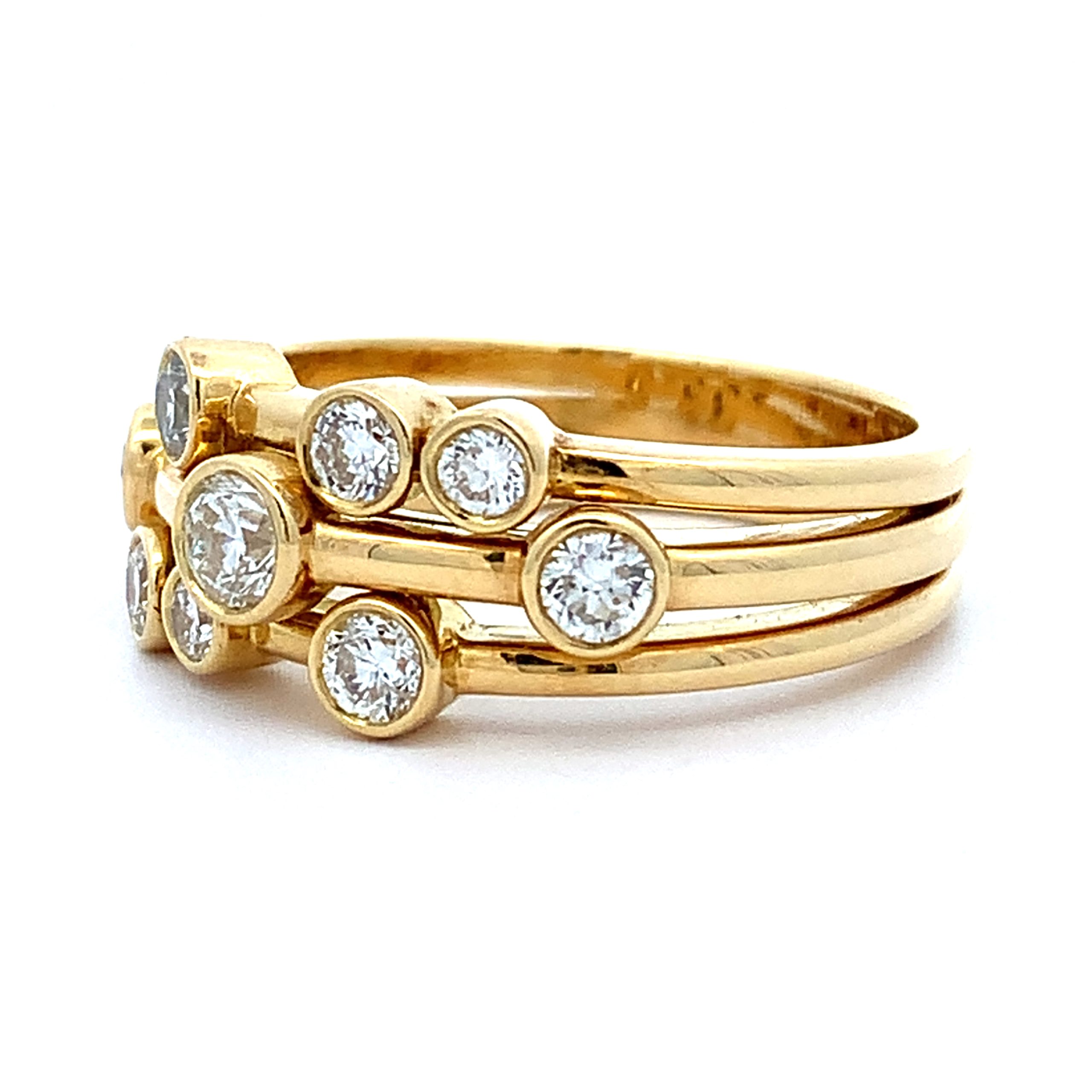 18ct Yellow Gold Diamond Bubble Ring