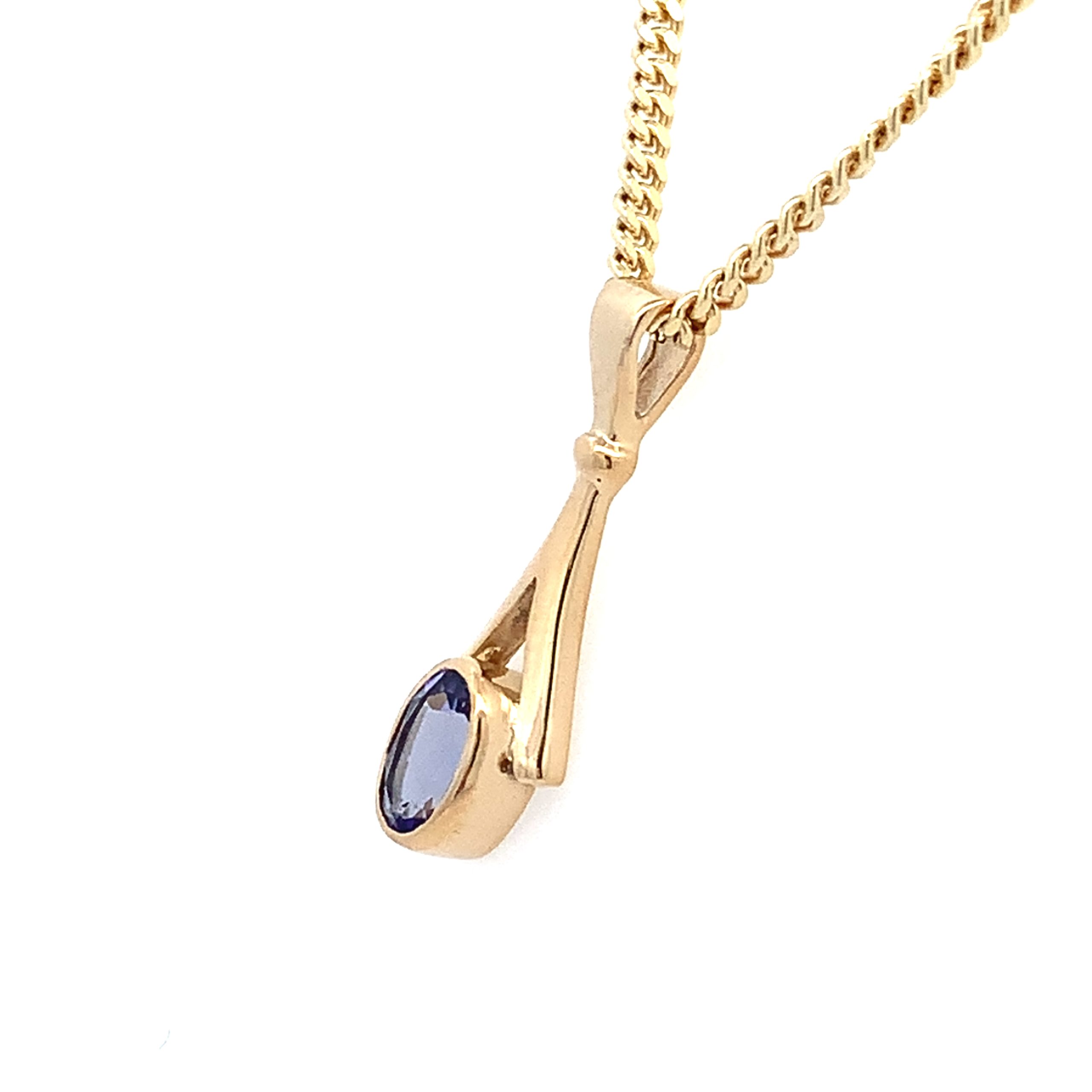 Yellow Gold Tanzanite Stud & Necklace Set