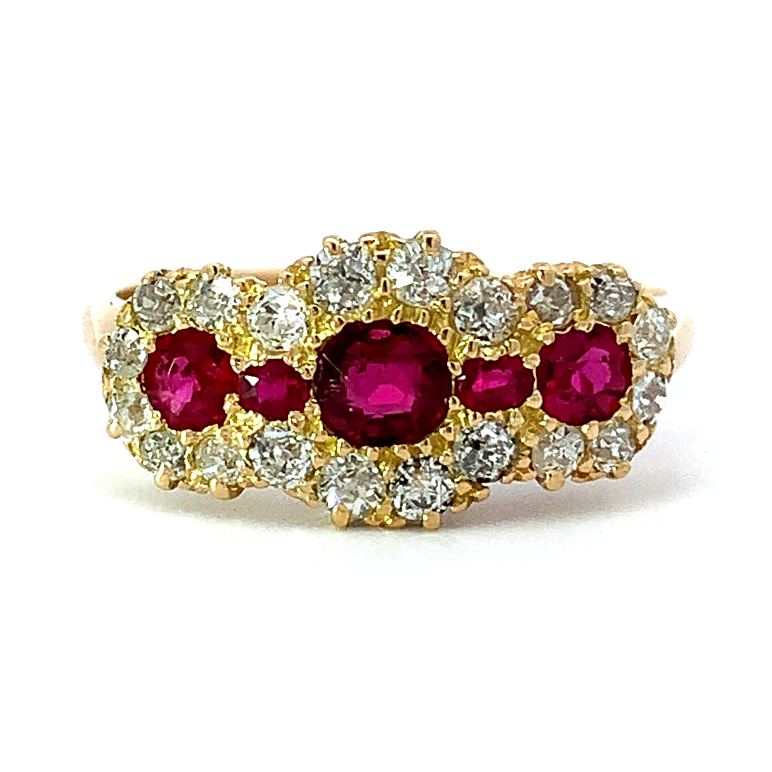 Victorian 18ct Gold Ruby & Diamond Dress Ring