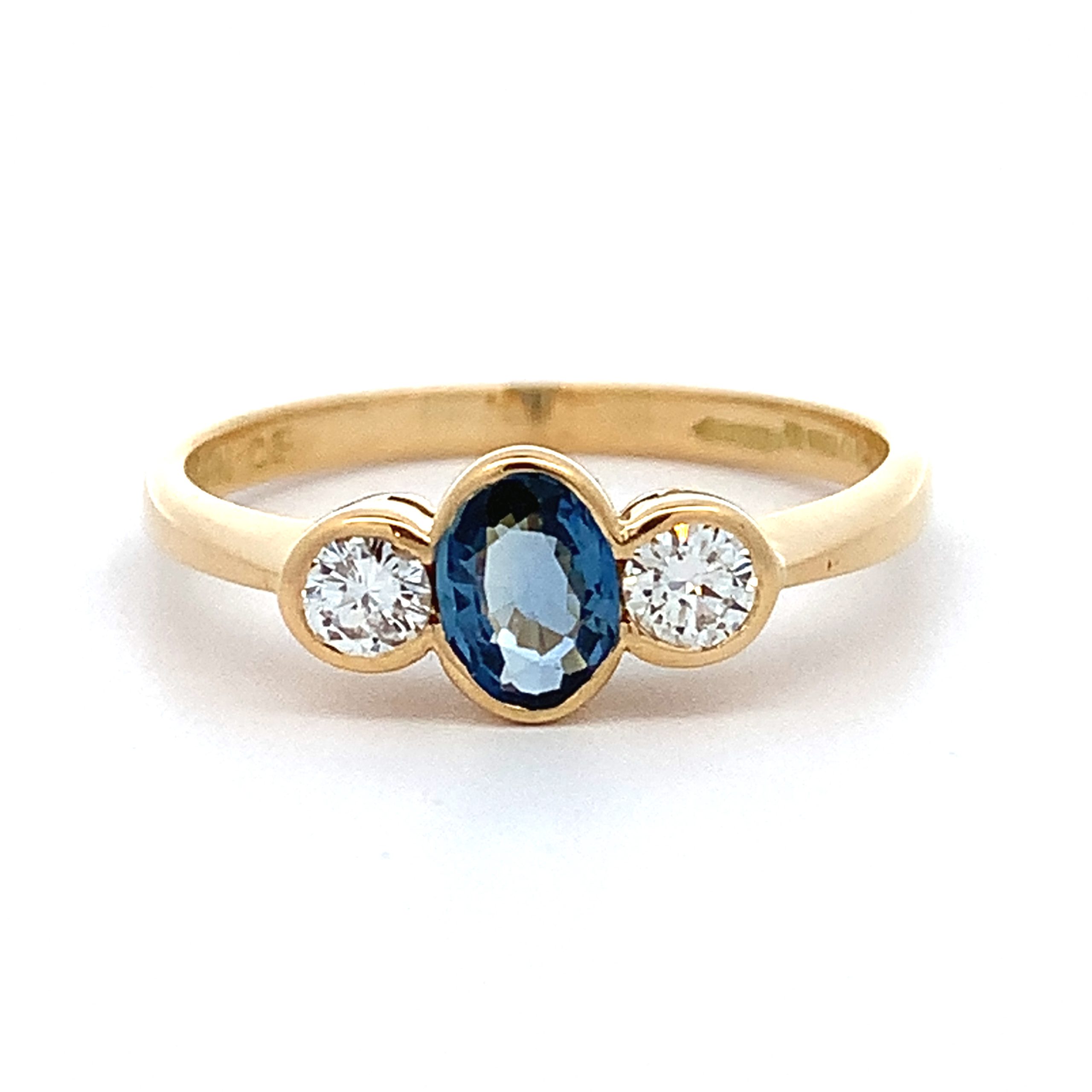18ct Gold Sapphire and Diamond Trilogy Ring