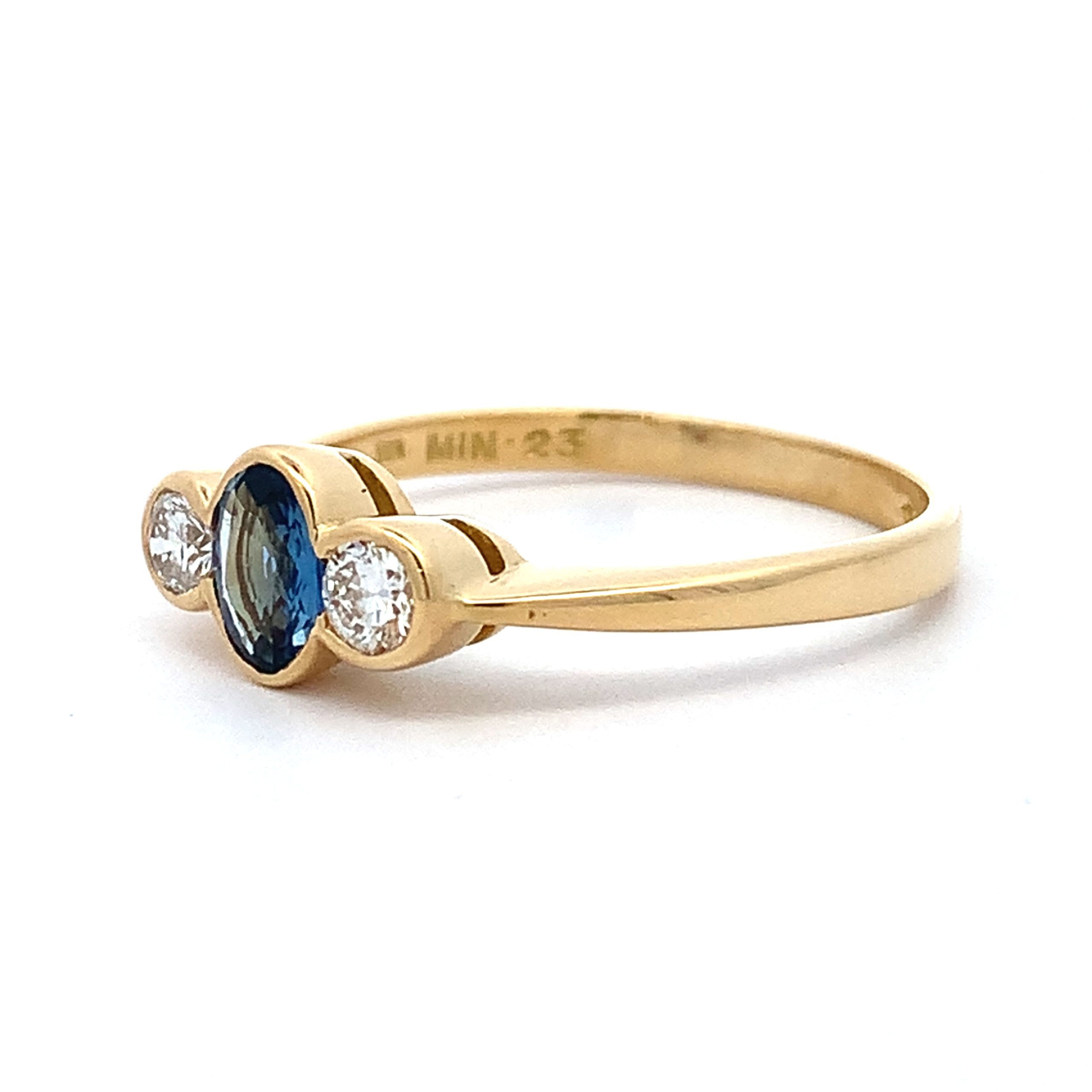 18ct Gold Sapphire and Diamond Trilogy Ring