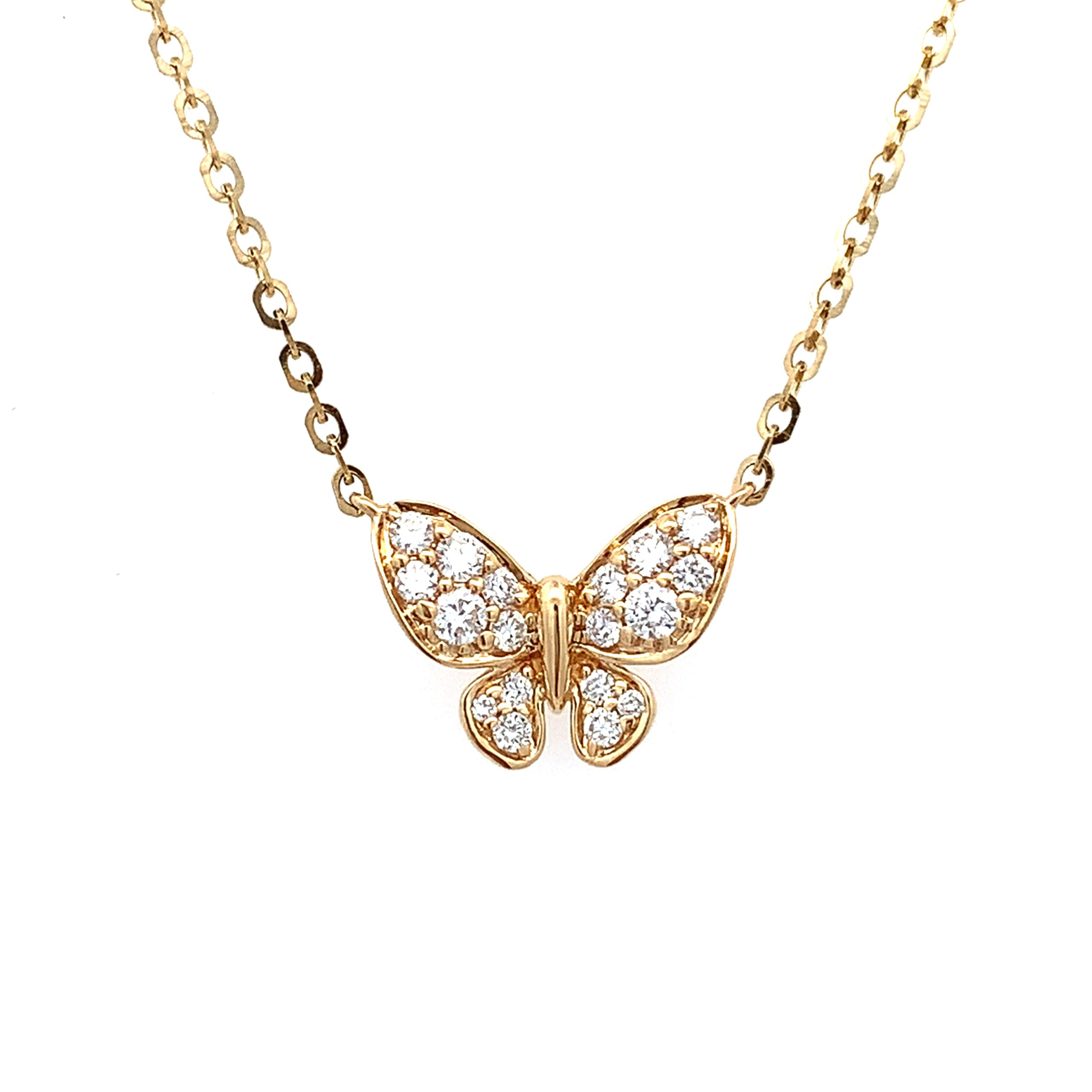 18ct Yellow Gold Diamond Butterfly Necklace