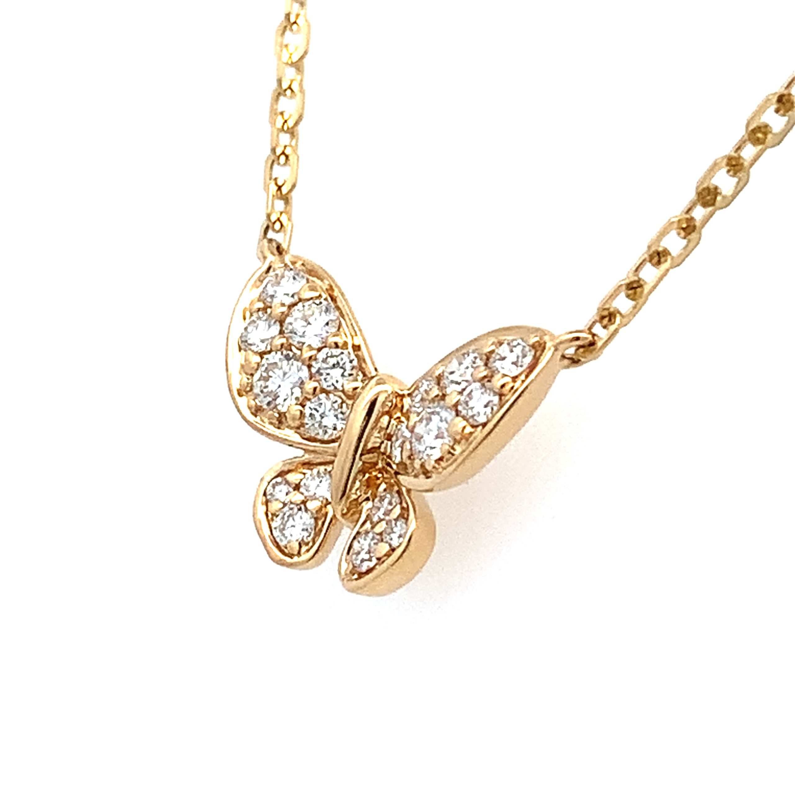 18ct Yellow Gold Diamond Butterfly Necklace