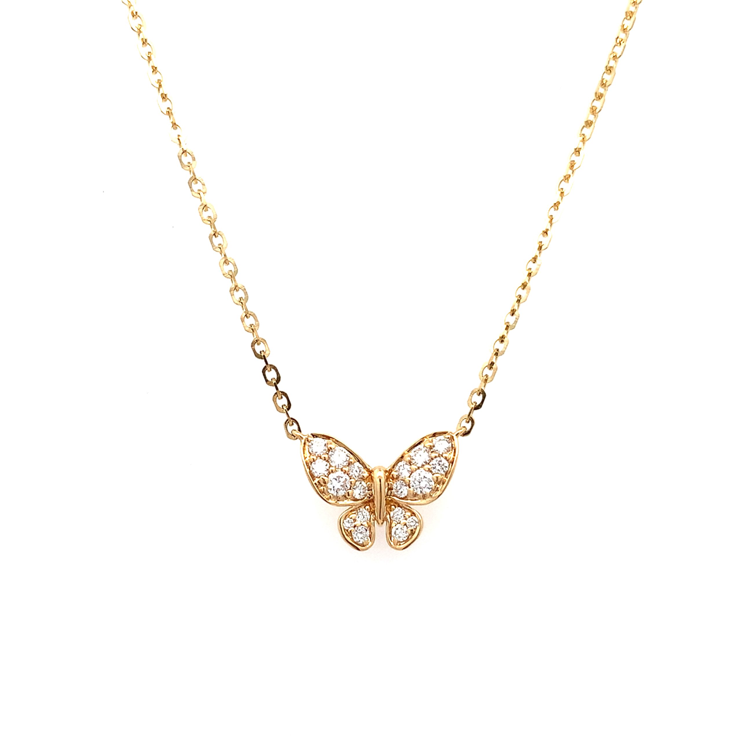 18ct Yellow Gold Diamond Butterfly Necklace