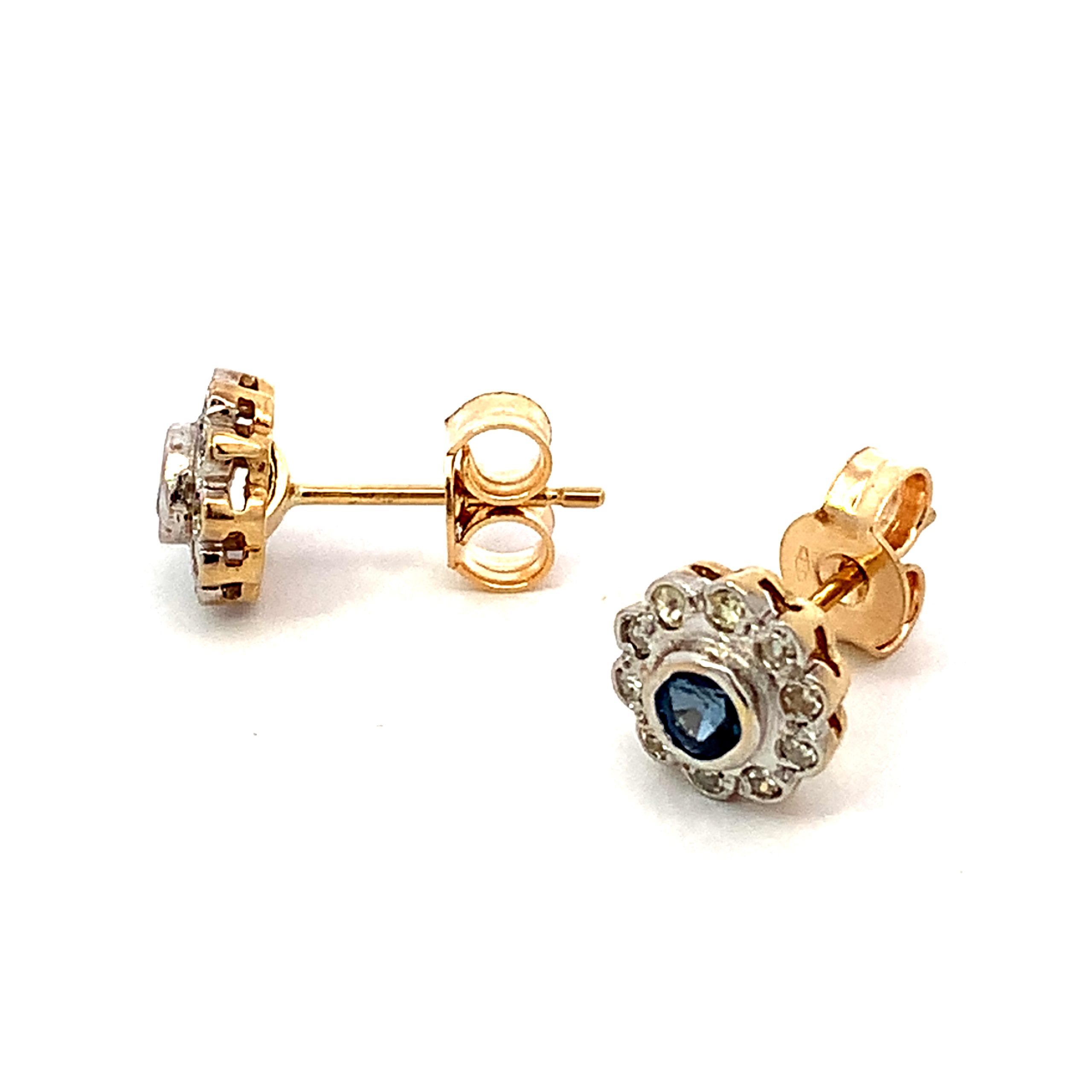 Vintage 9ct Sapphire & Diamond Stud Earrings