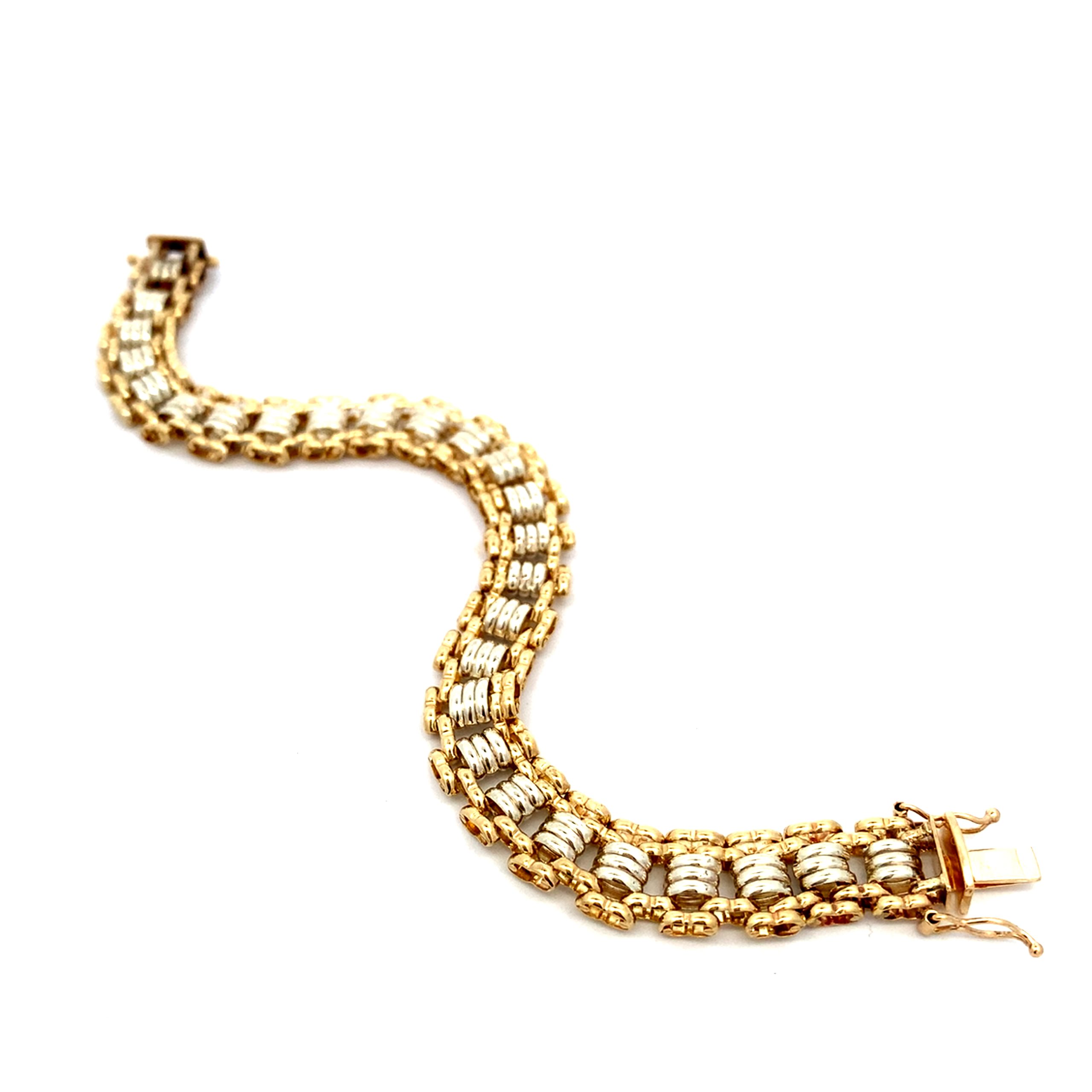 9ct Two-Tone Gold Fancy Link Bracelet