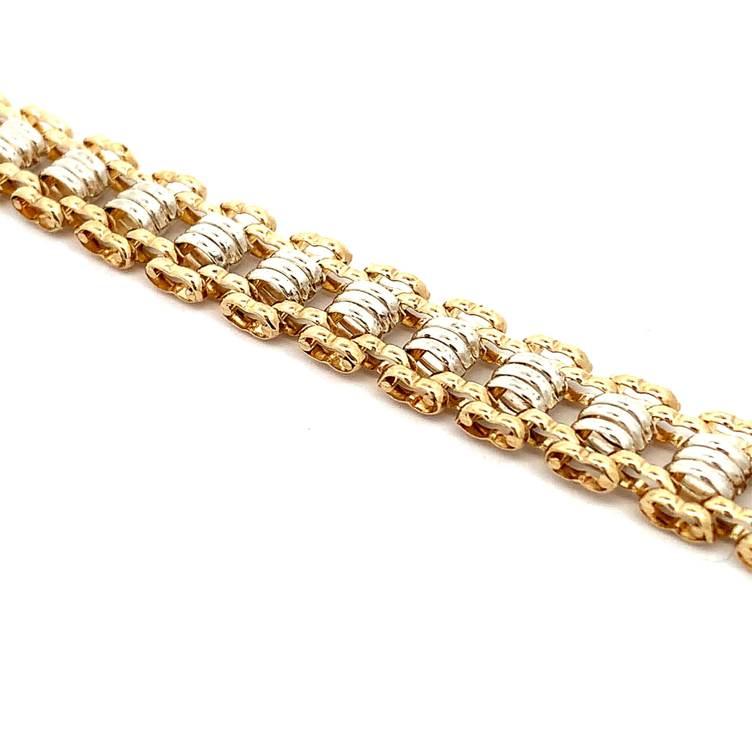 9ct Two-Tone Gold Fancy Link Bracelet