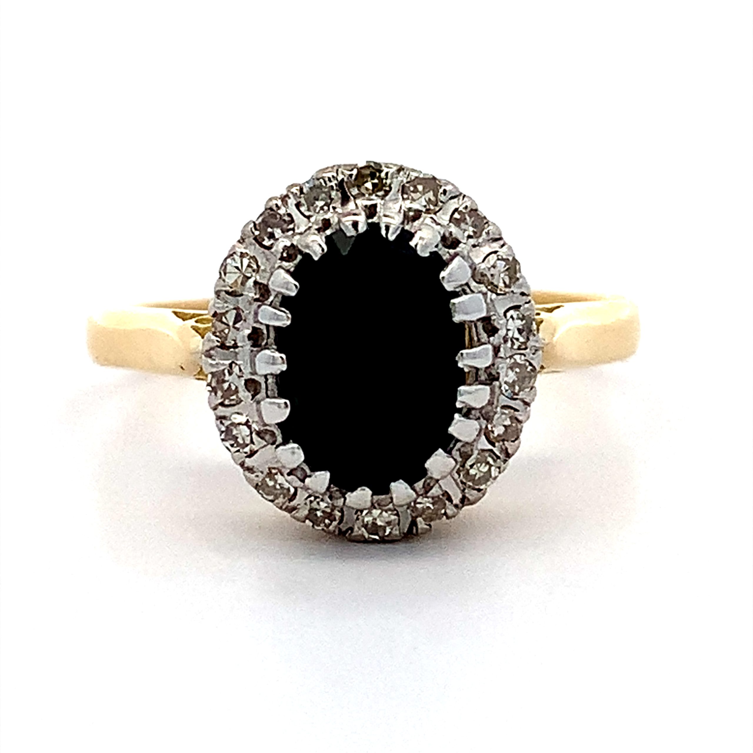 Vintage Sapphire and Diamond Oval Cluster Ring