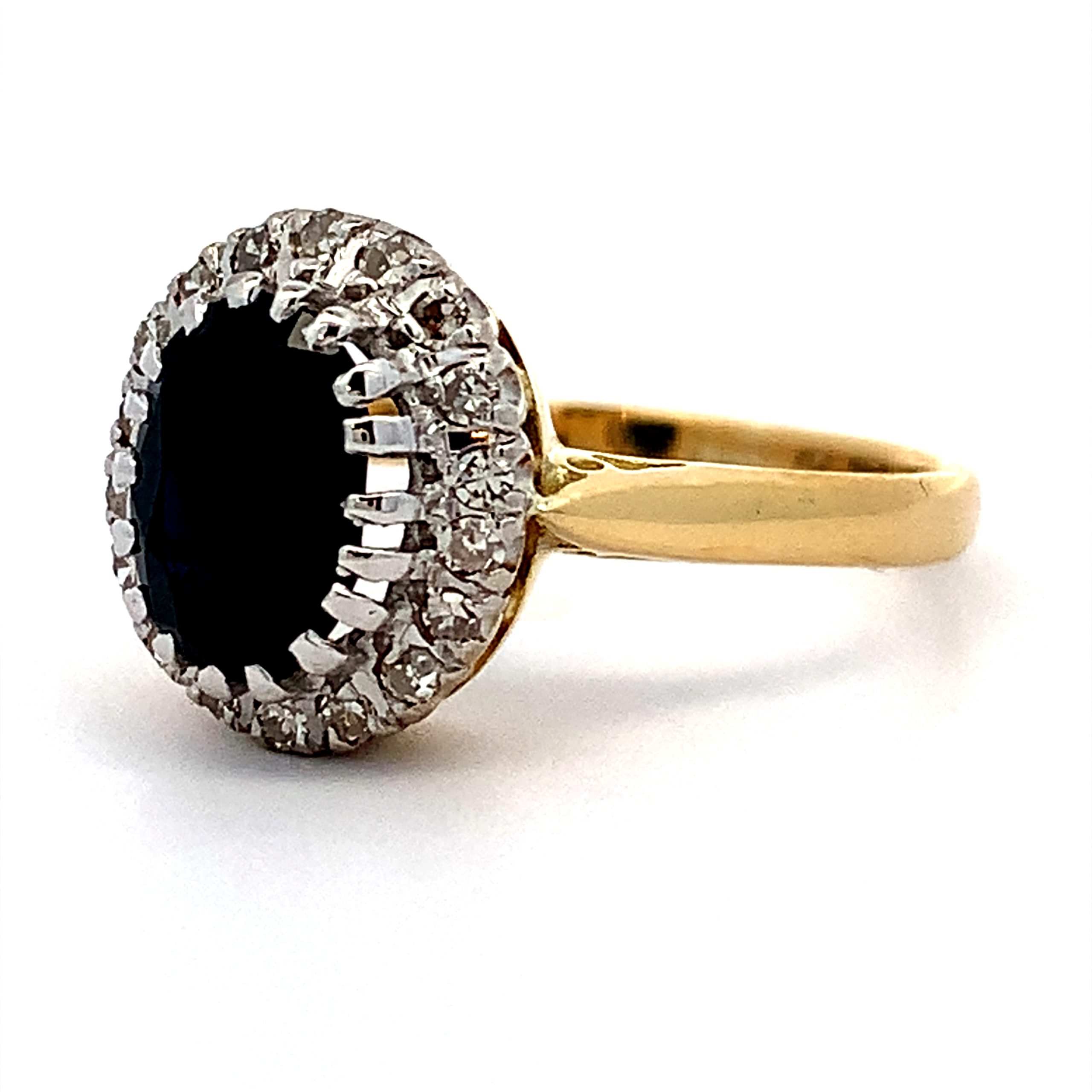 Vintage Sapphire and Diamond Oval Cluster Ring