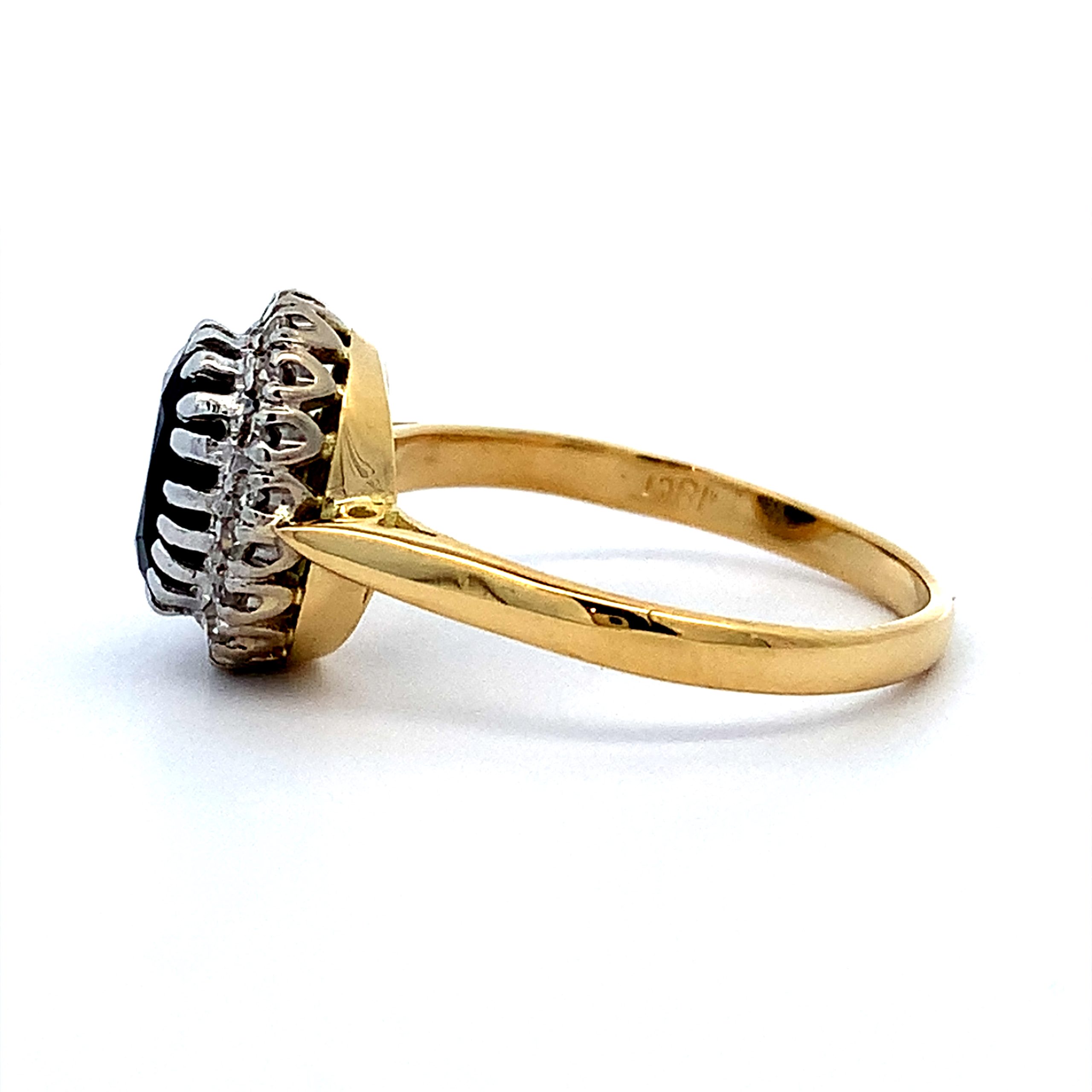 Vintage Sapphire and Diamond Oval Cluster Ring