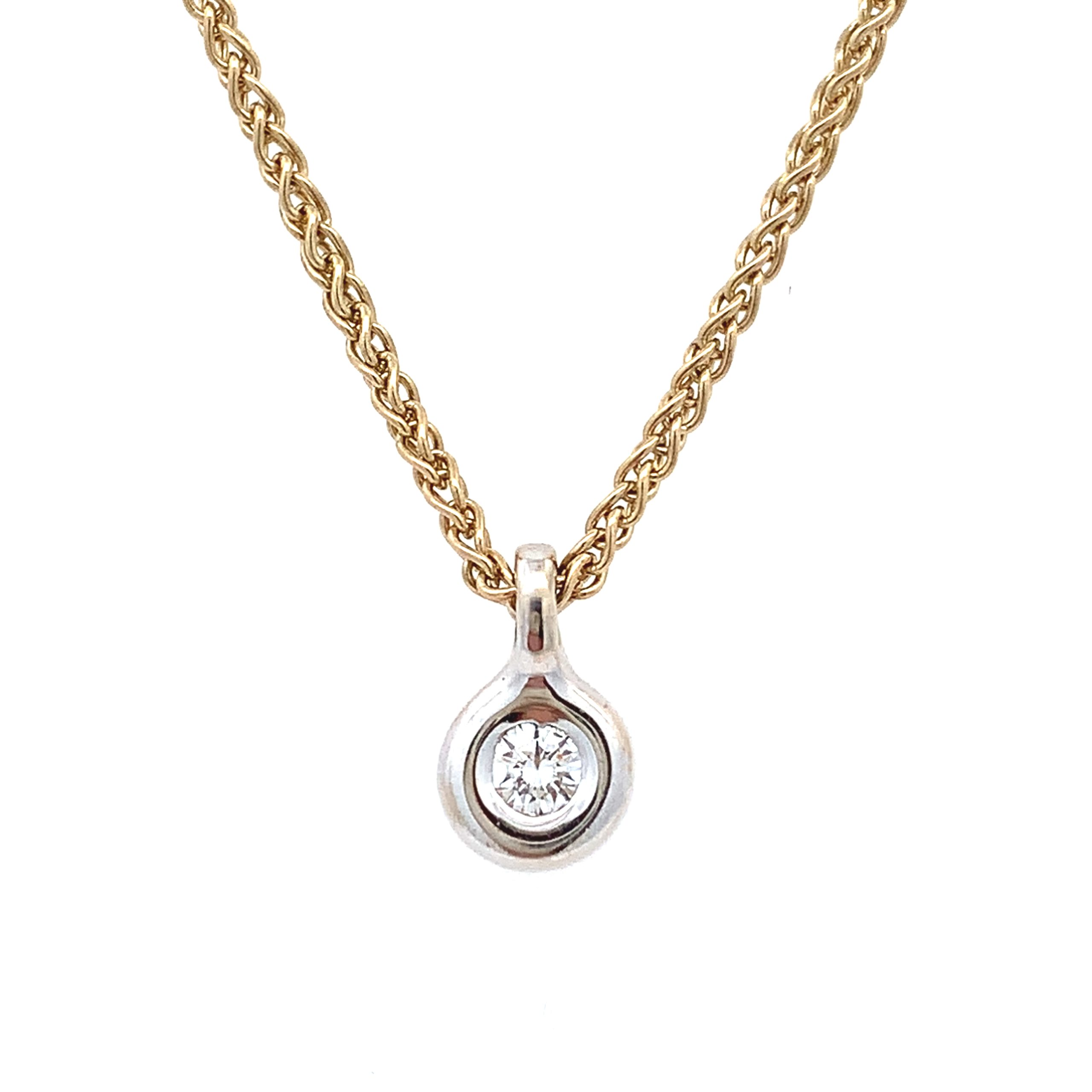 0.10ct Diamond Solitaire Two Tone Gold Necklace