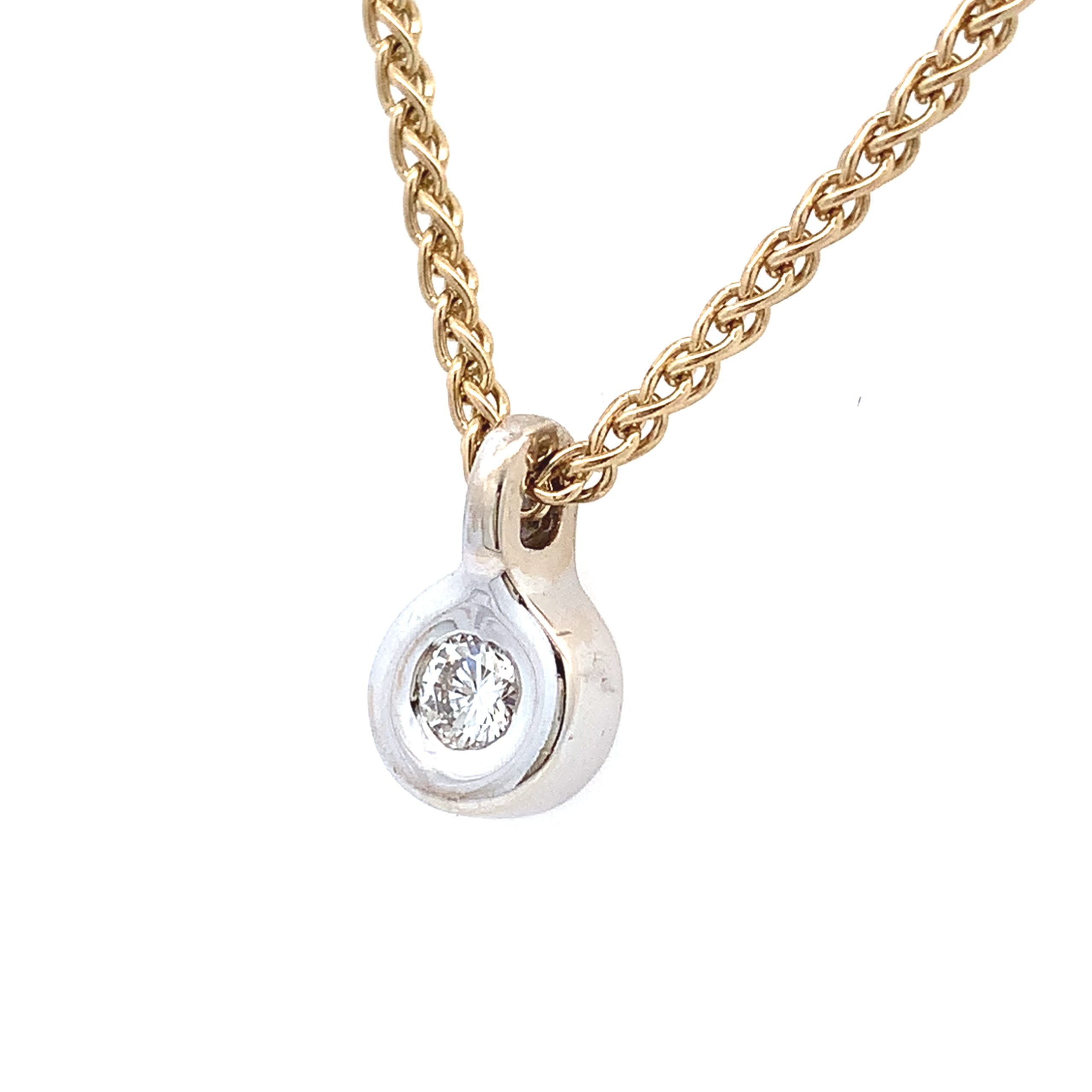 0.10ct Diamond Solitaire Two Tone Gold Necklace