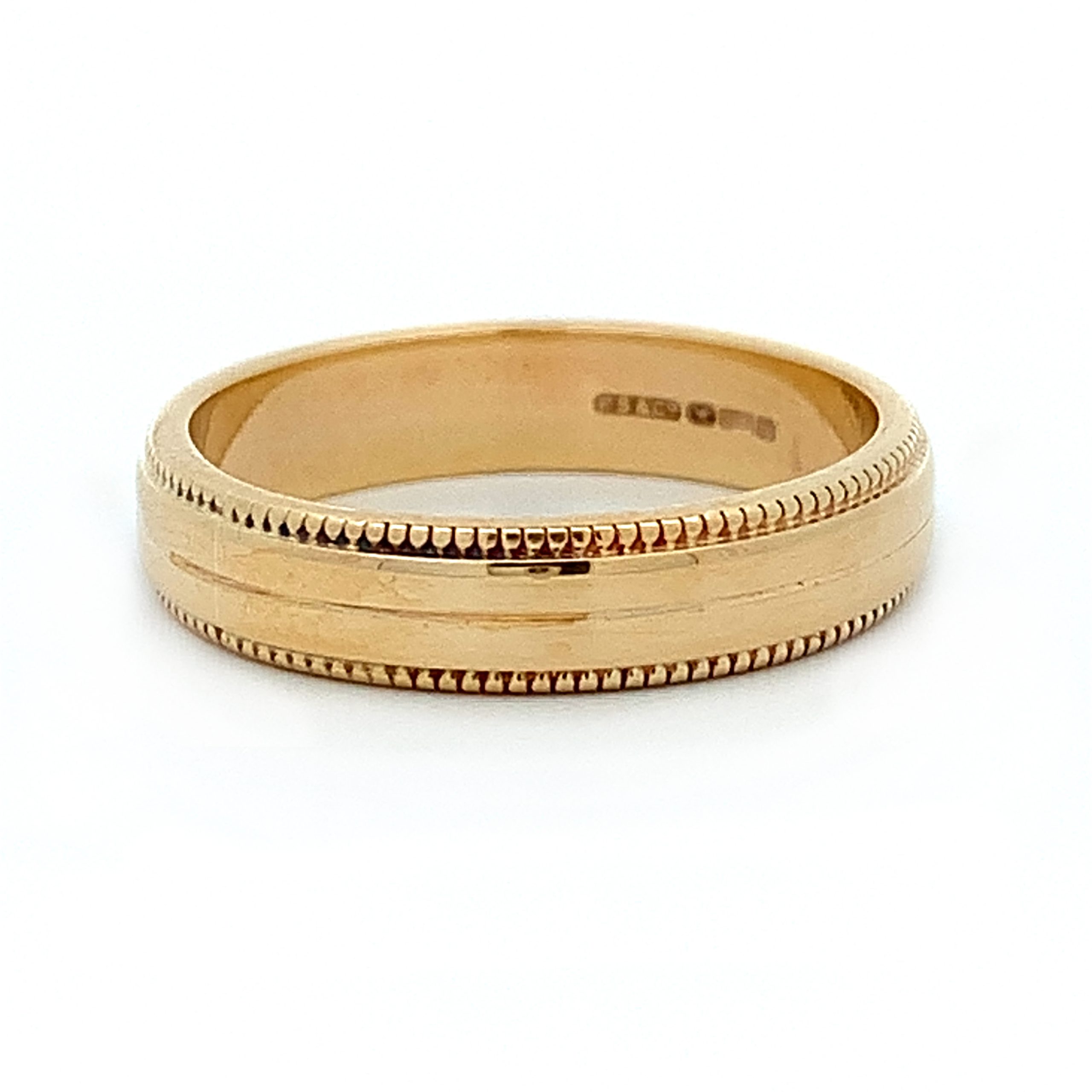 Ladies 9ct Yellow Gold Milgrain Edge Band