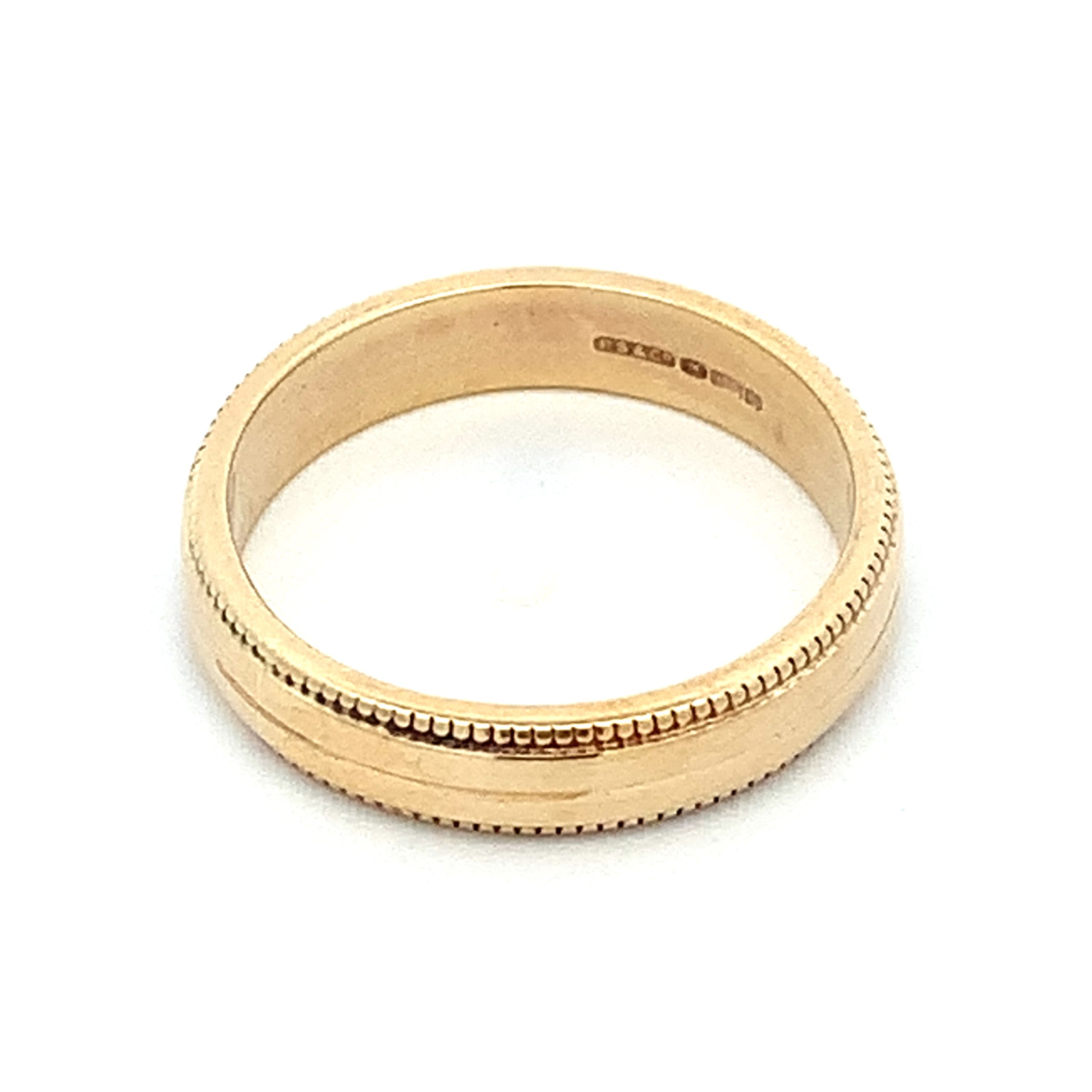 Ladies 9ct Yellow Gold Milgrain Edge Band