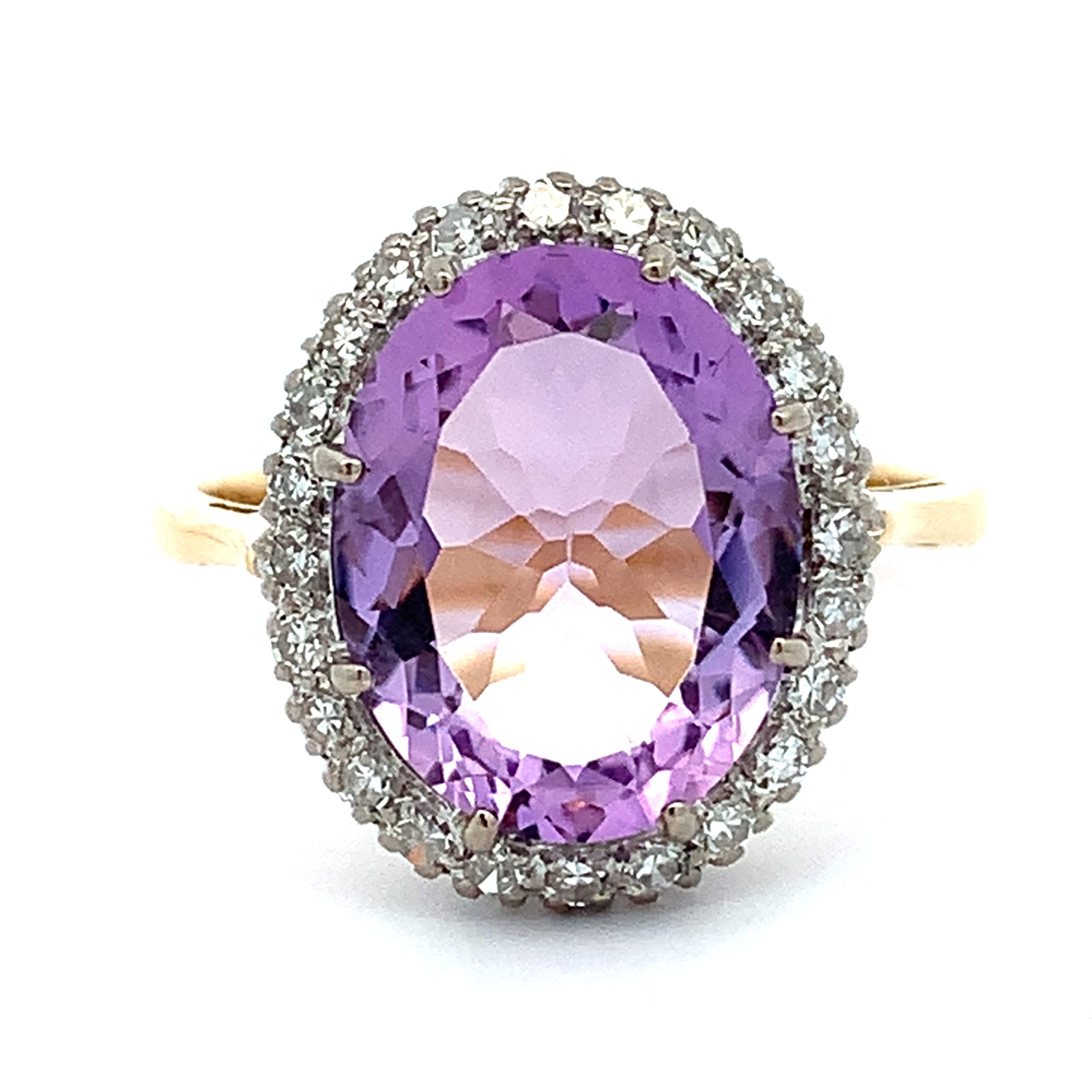 Vintage Amethyst and Diamond Cluster Ring
