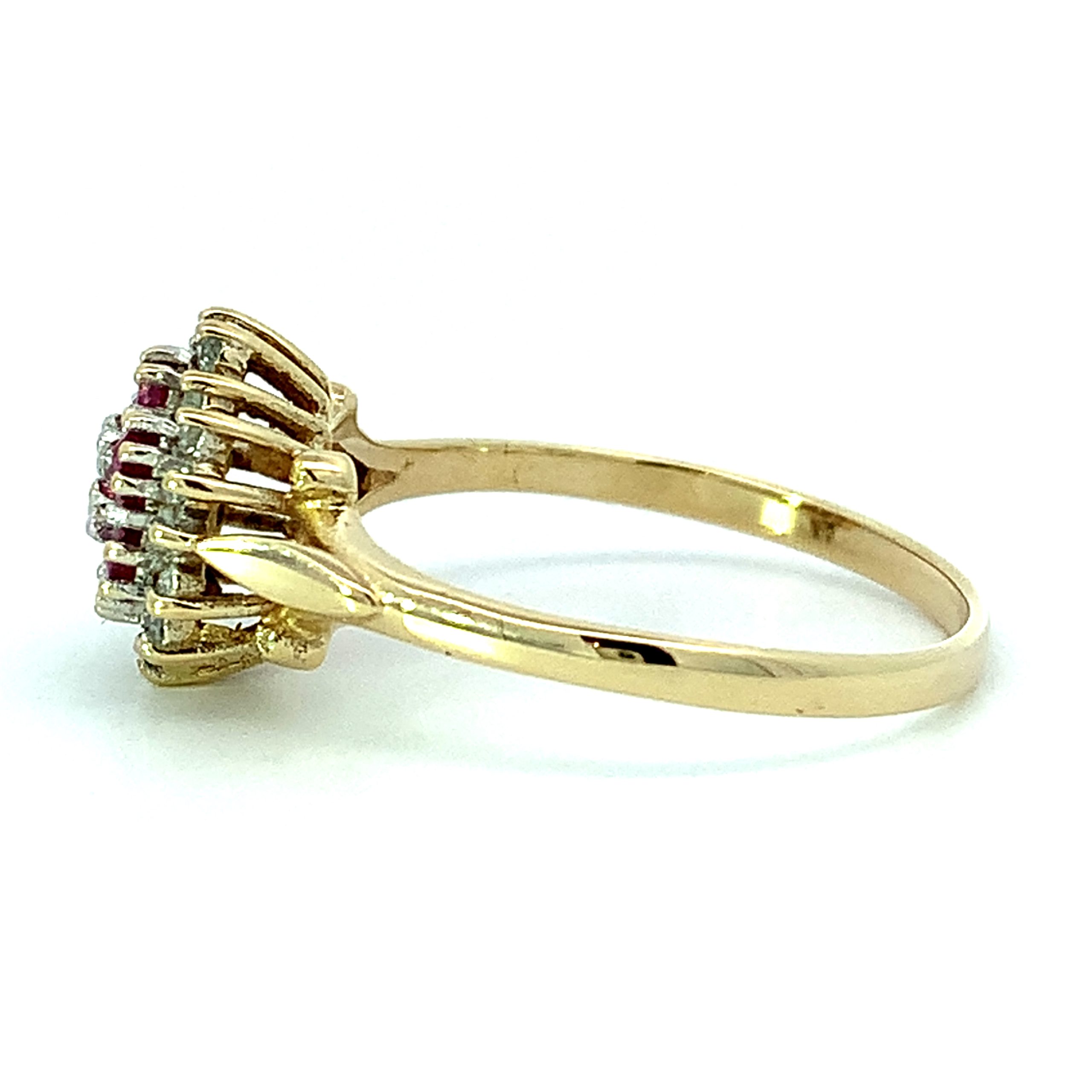 Vintage 9ct Gold Ruby & Diamond Cluster Ring