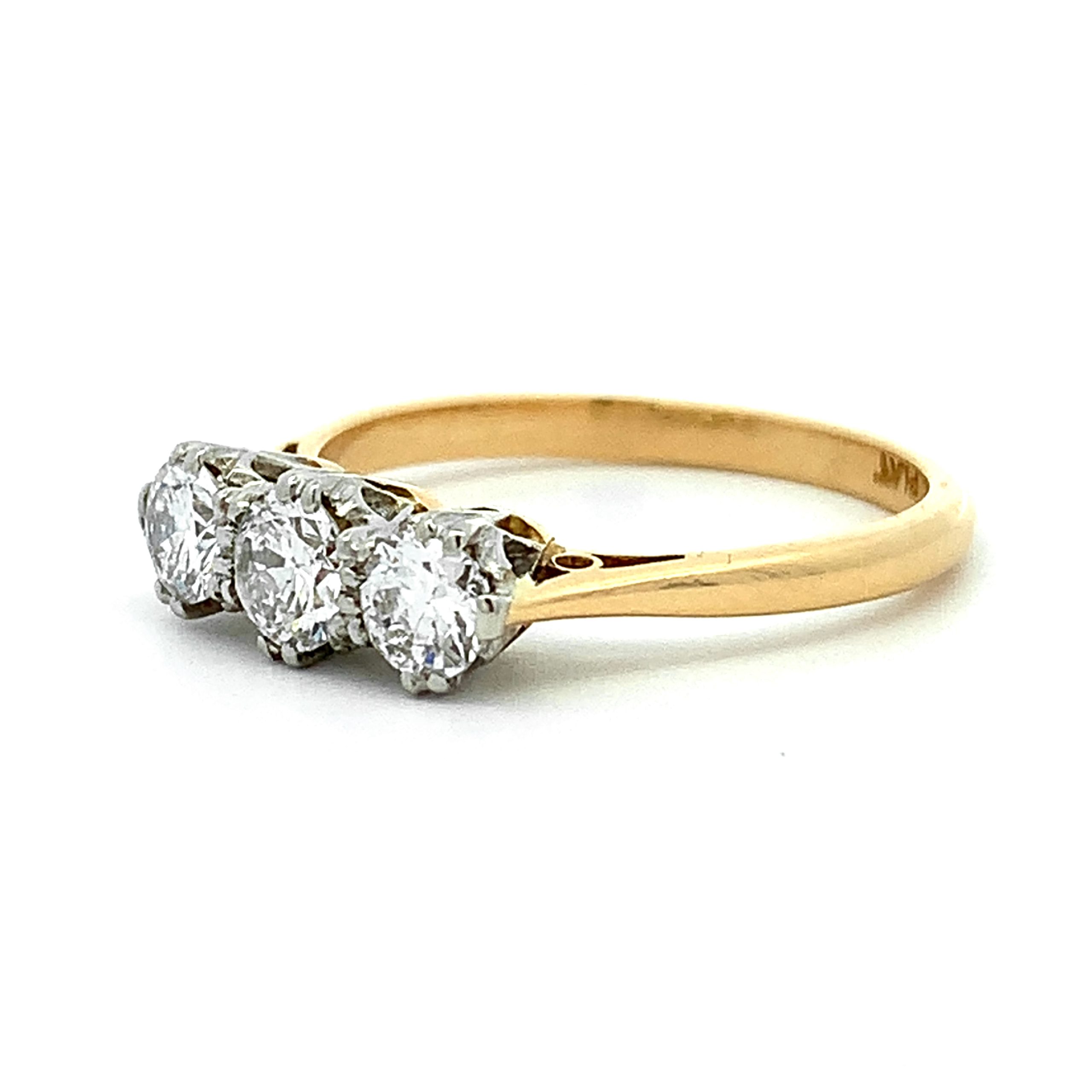0.75ct Diamond Trilogy Yellow Gold Ring