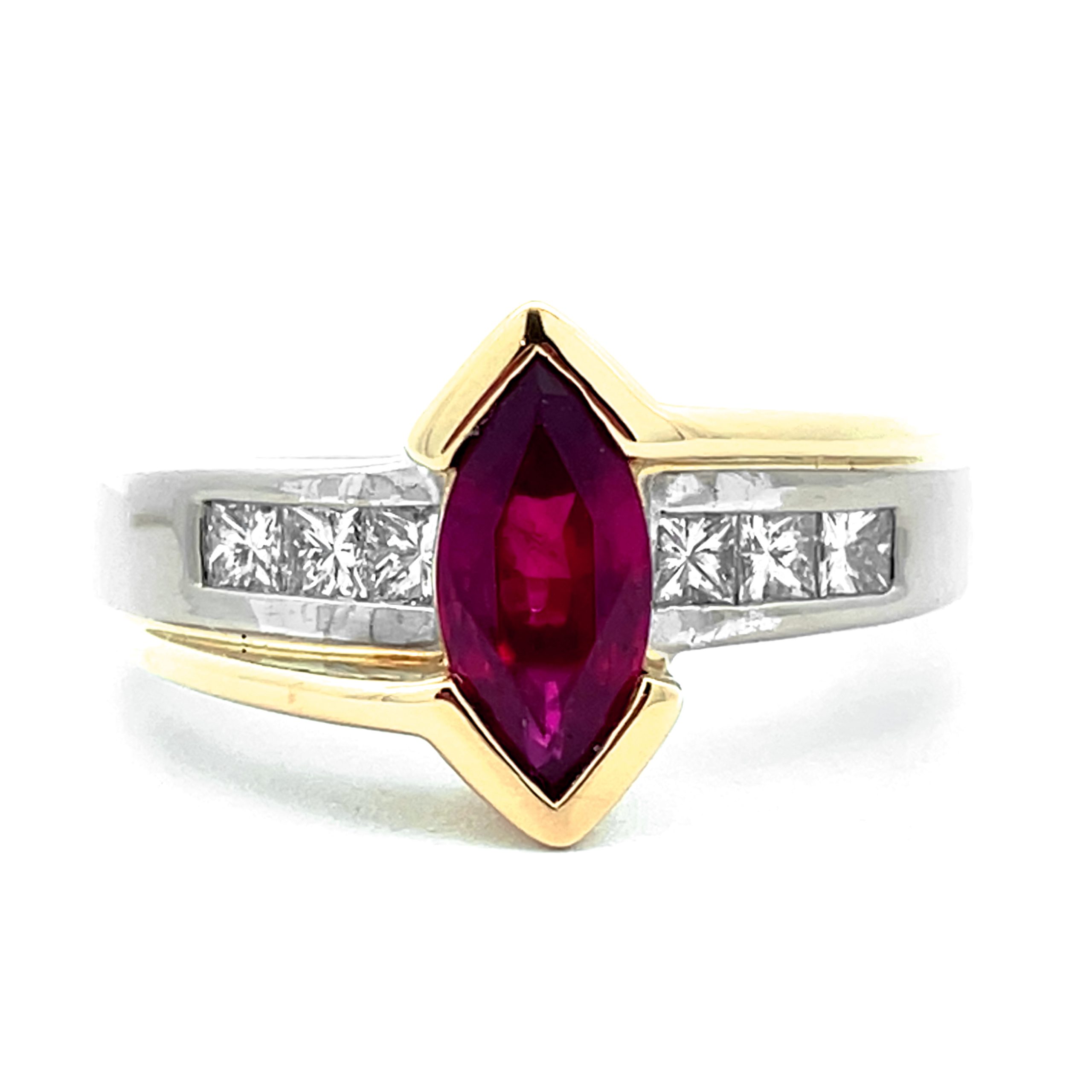 18ct Gold Marquise Ruby and Diamond Ring