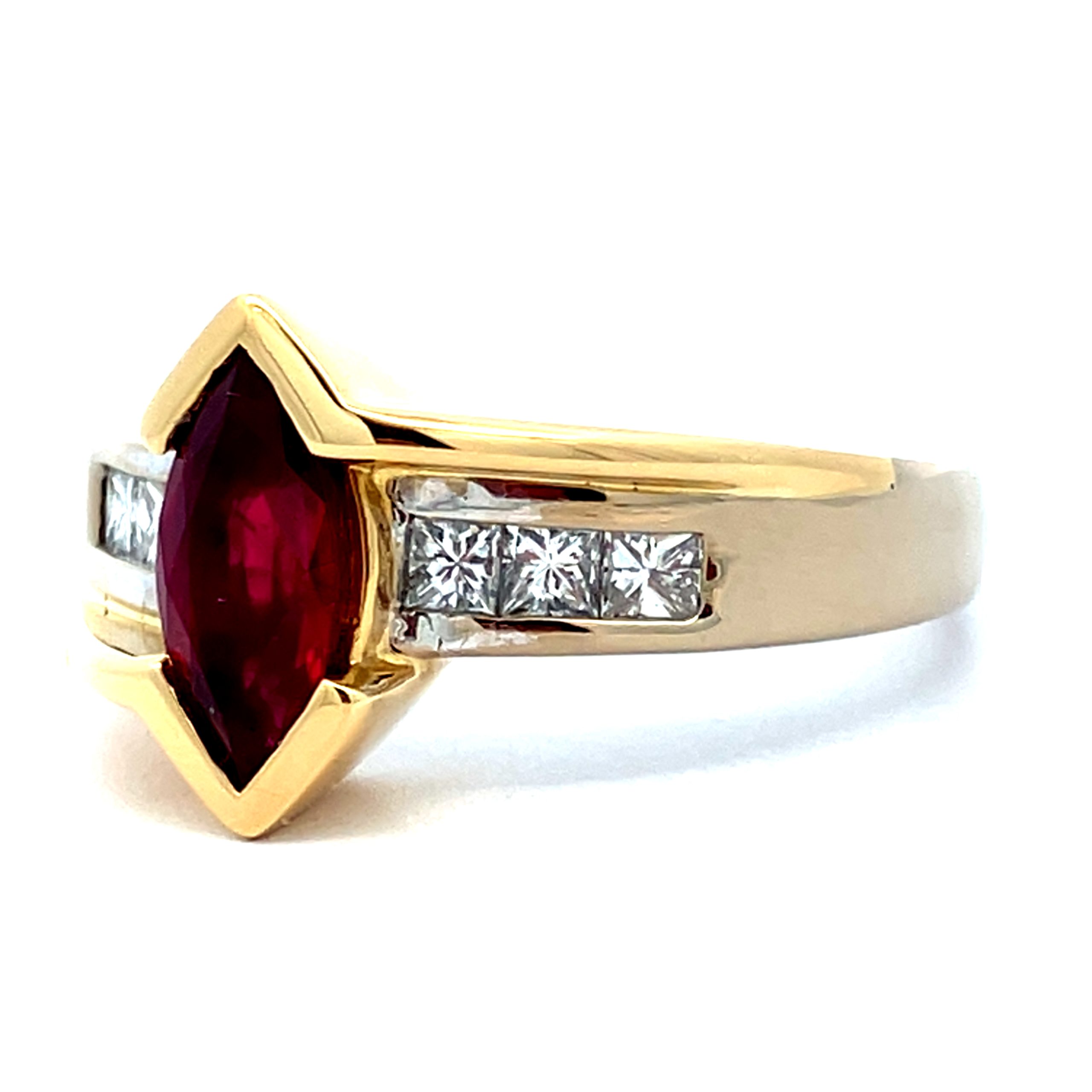 18ct Gold Marquise Ruby and Diamond Ring