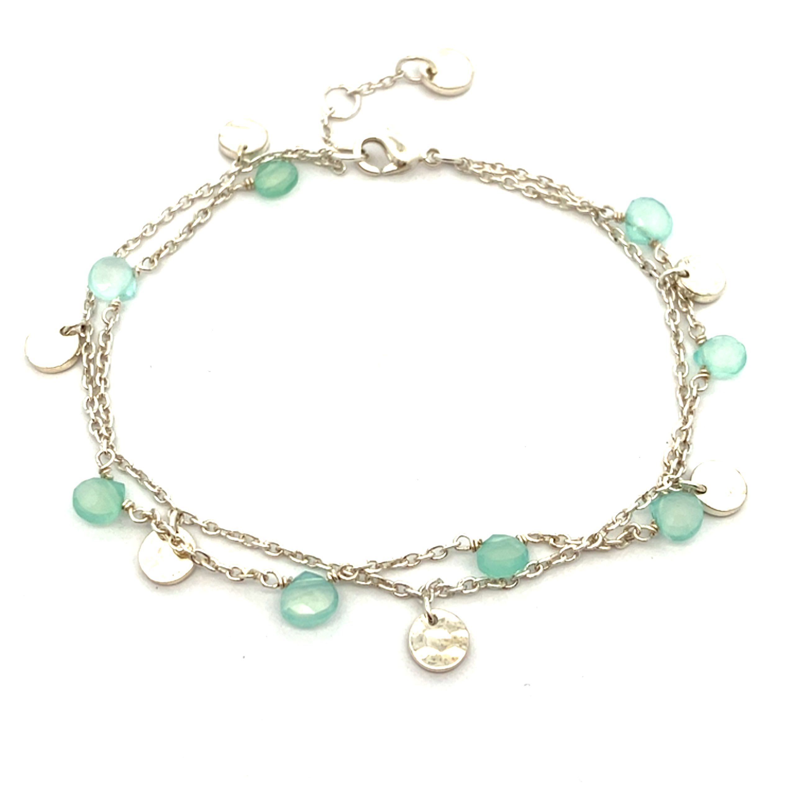 Bohemian Silver Hammered Disc Bracelet