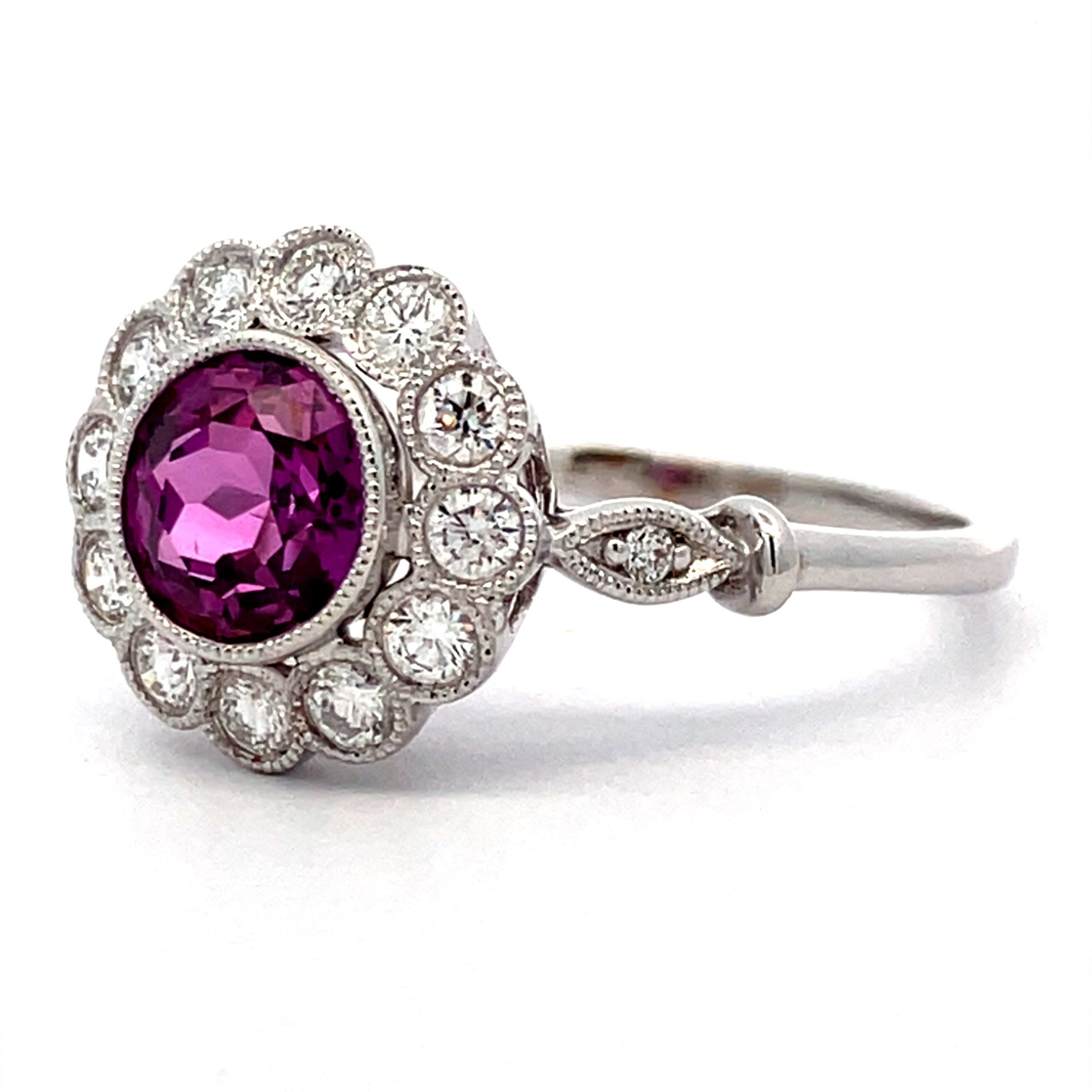 Gorgeous Vintage Style Pink Sapphire and Diamond Dress Ring