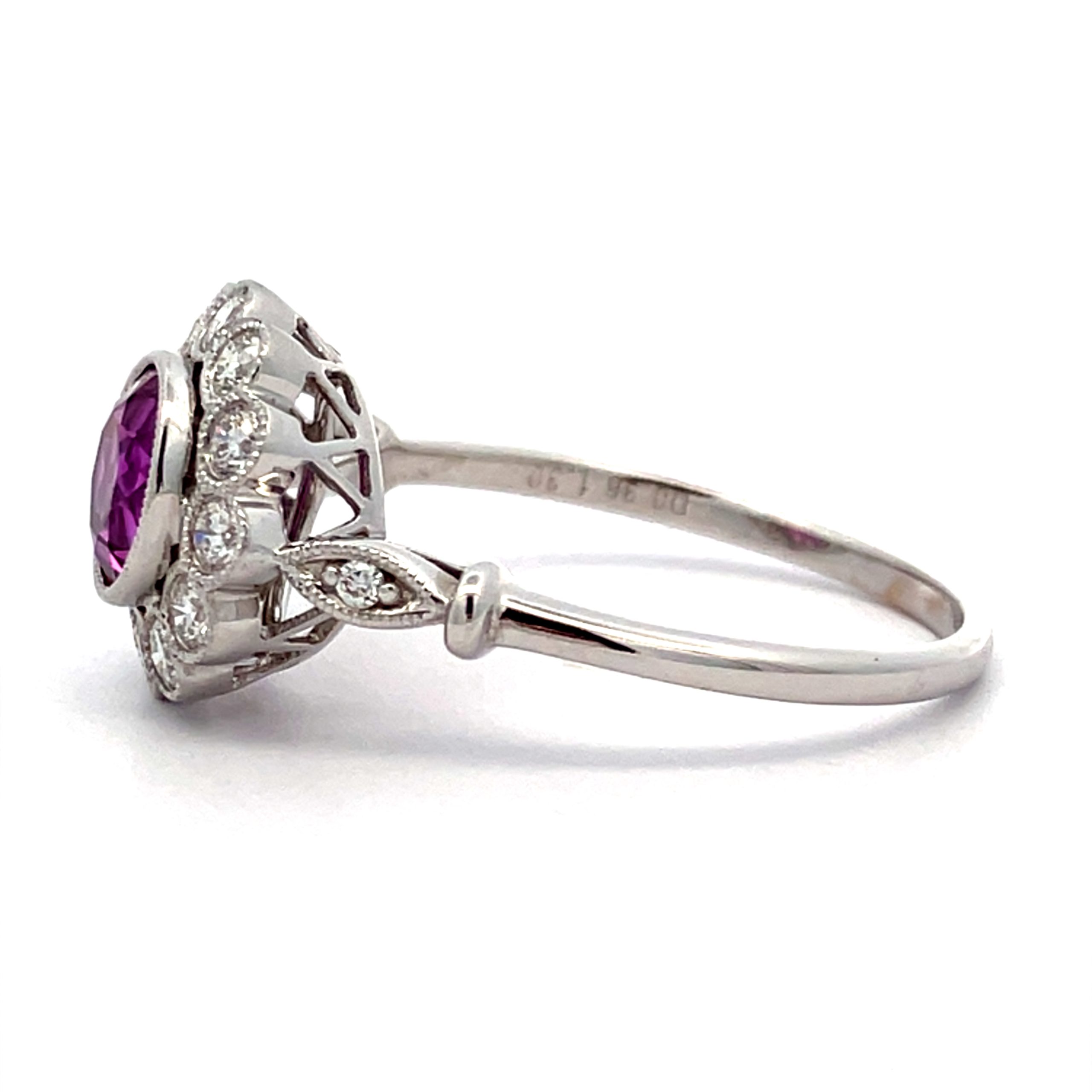 Gorgeous Vintage Style Pink Sapphire and Diamond Dress Ring