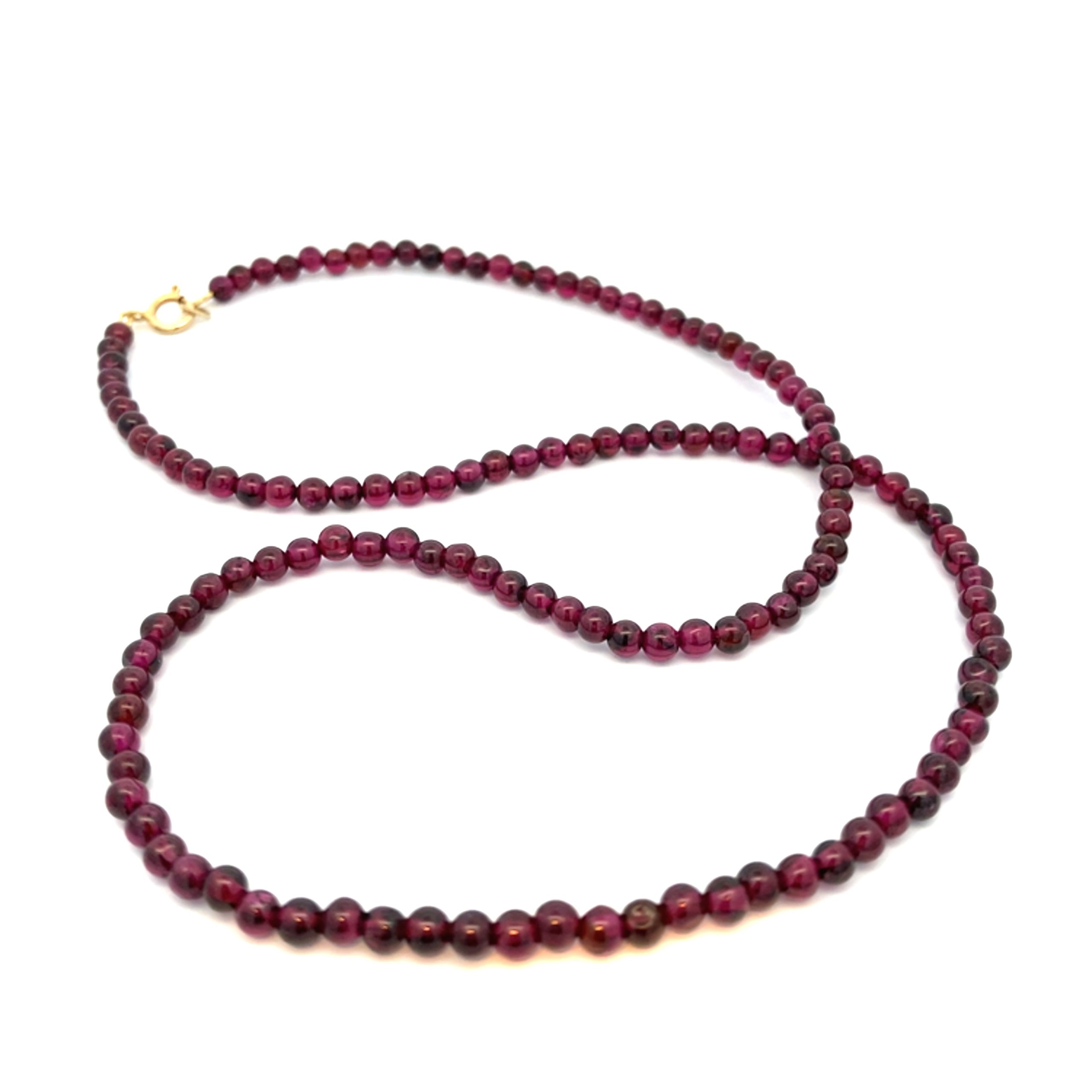 Pretty Round 4mm Genuine Garnet Bead Necklace