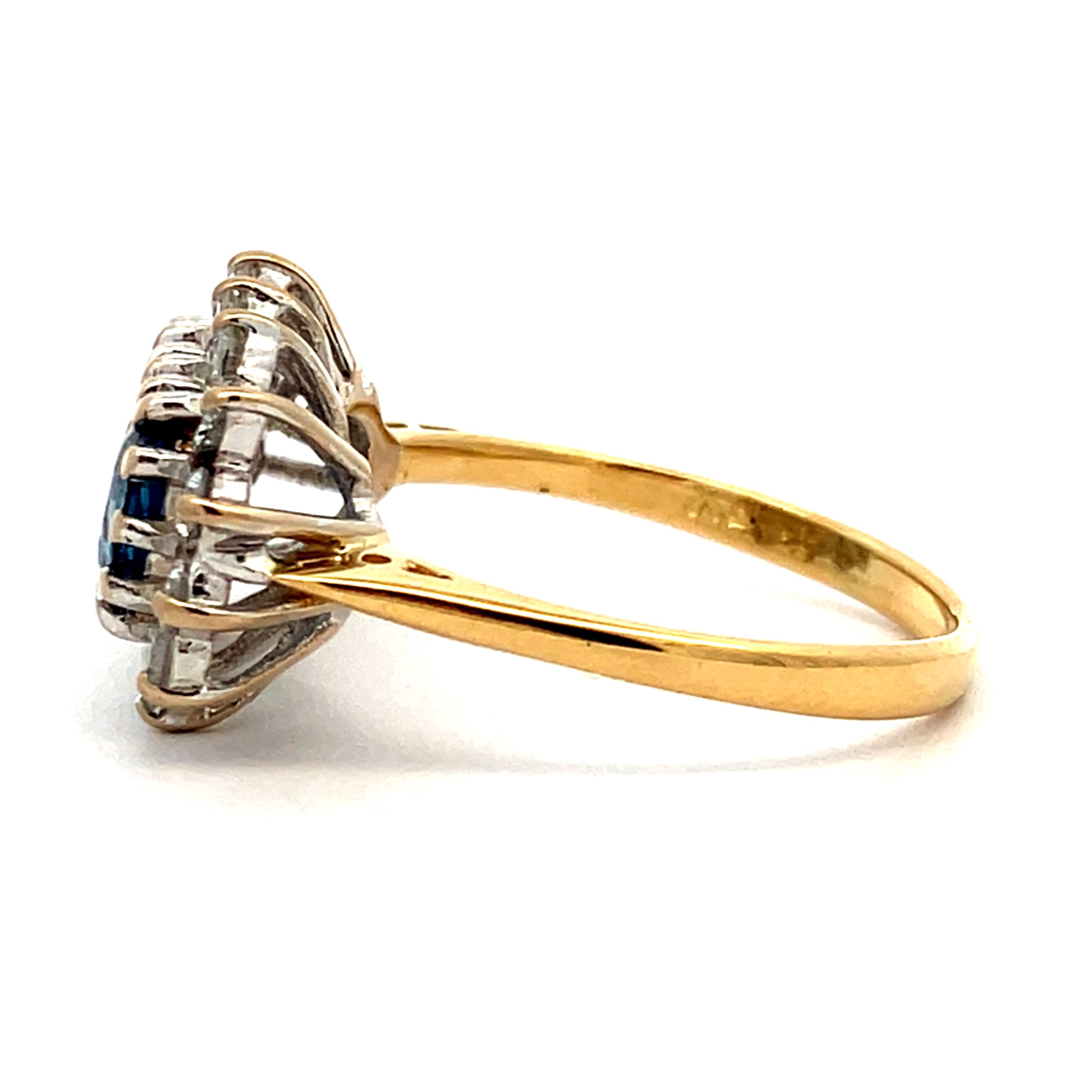 Striking Diamond Framed Blue Sapphire Trilogy Dress Ring