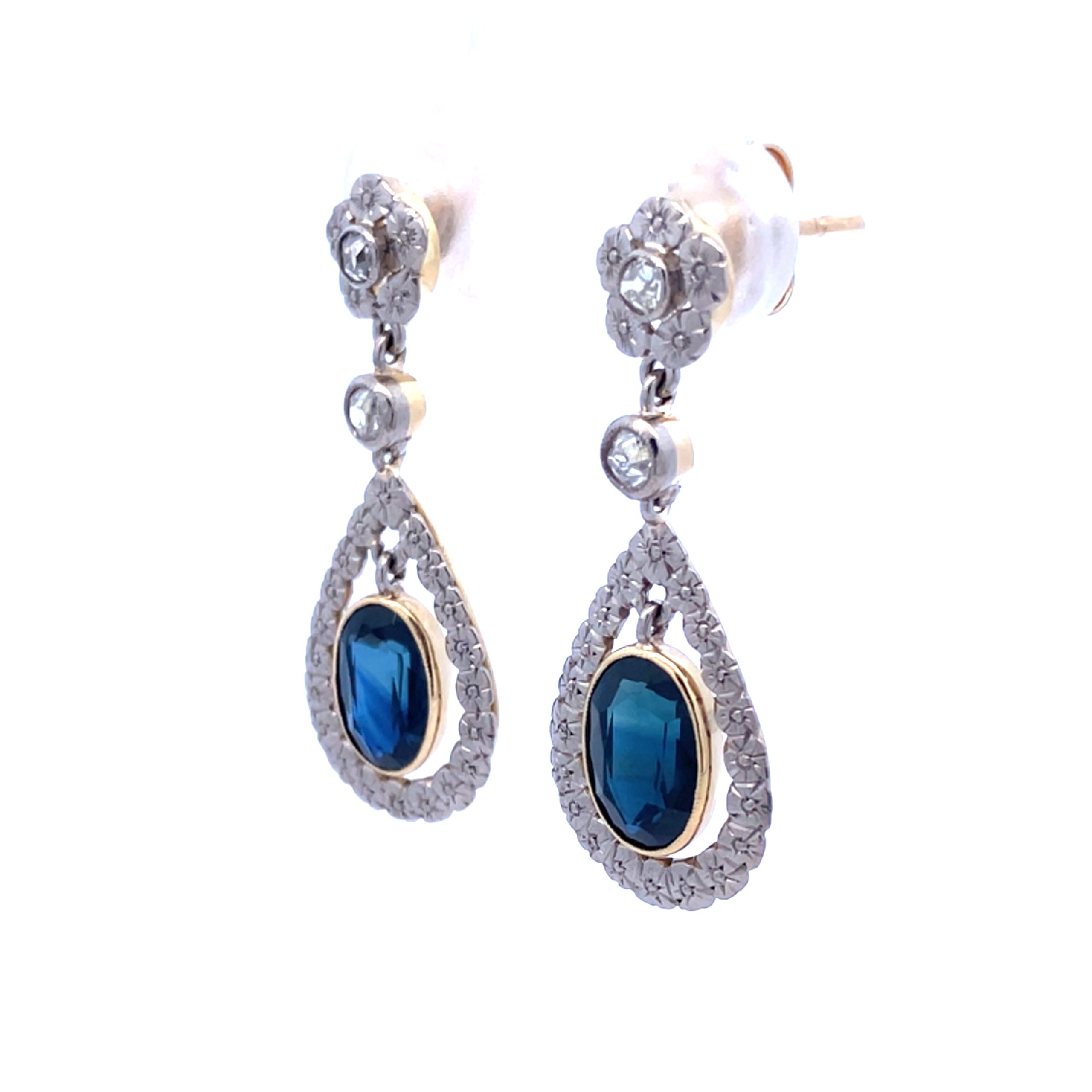 Victorian Style Vintage Sapphire Drop Earrings