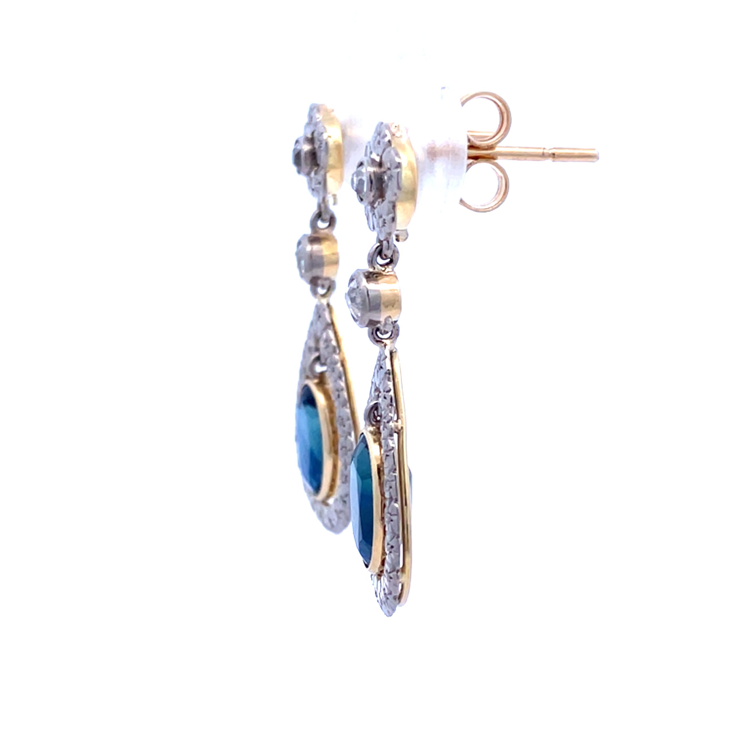 Victorian Style Vintage Sapphire Drop Earrings