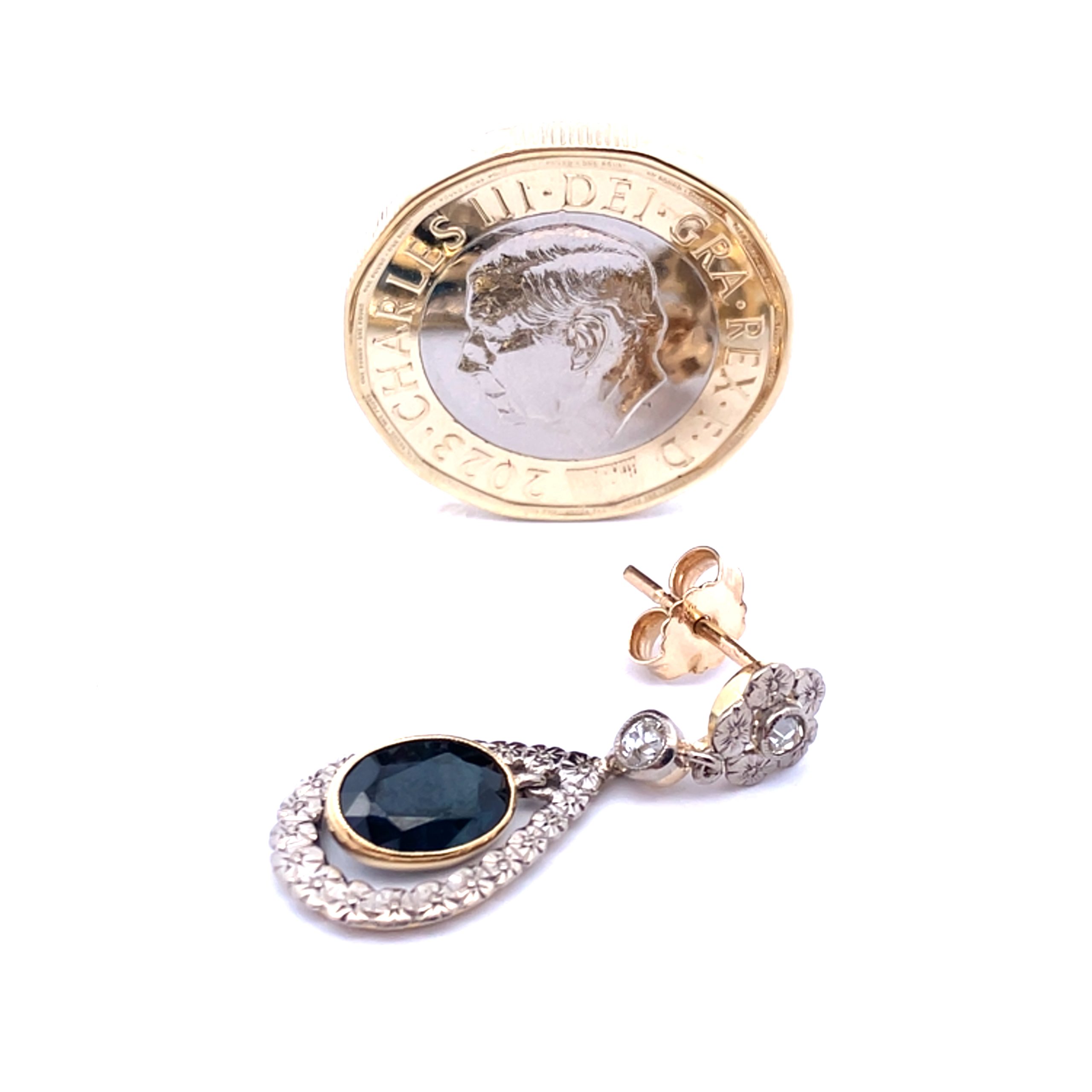 Victorian Style Vintage Sapphire Drop Earrings