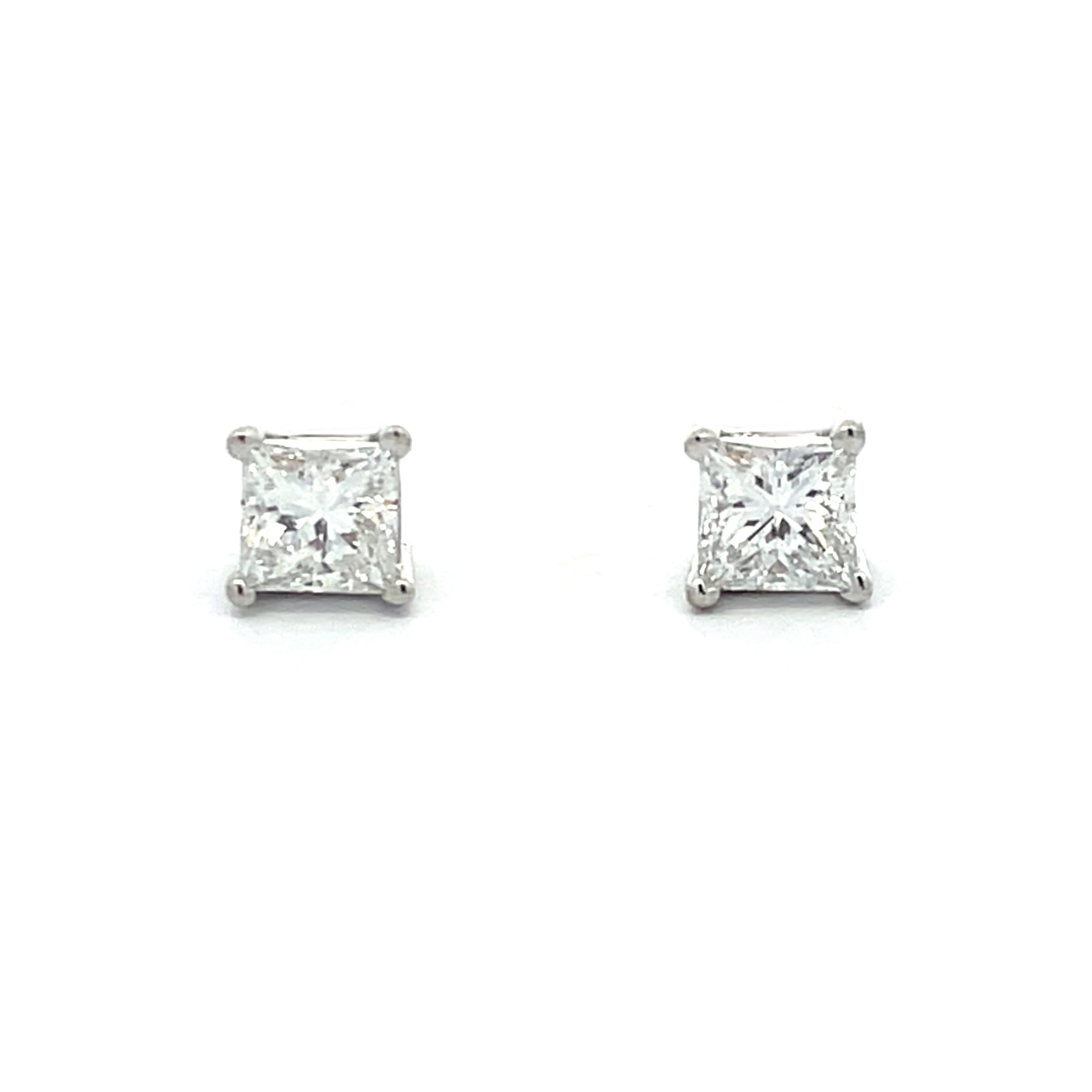 0.70ct Princess Cut Diamond Stud Earrings