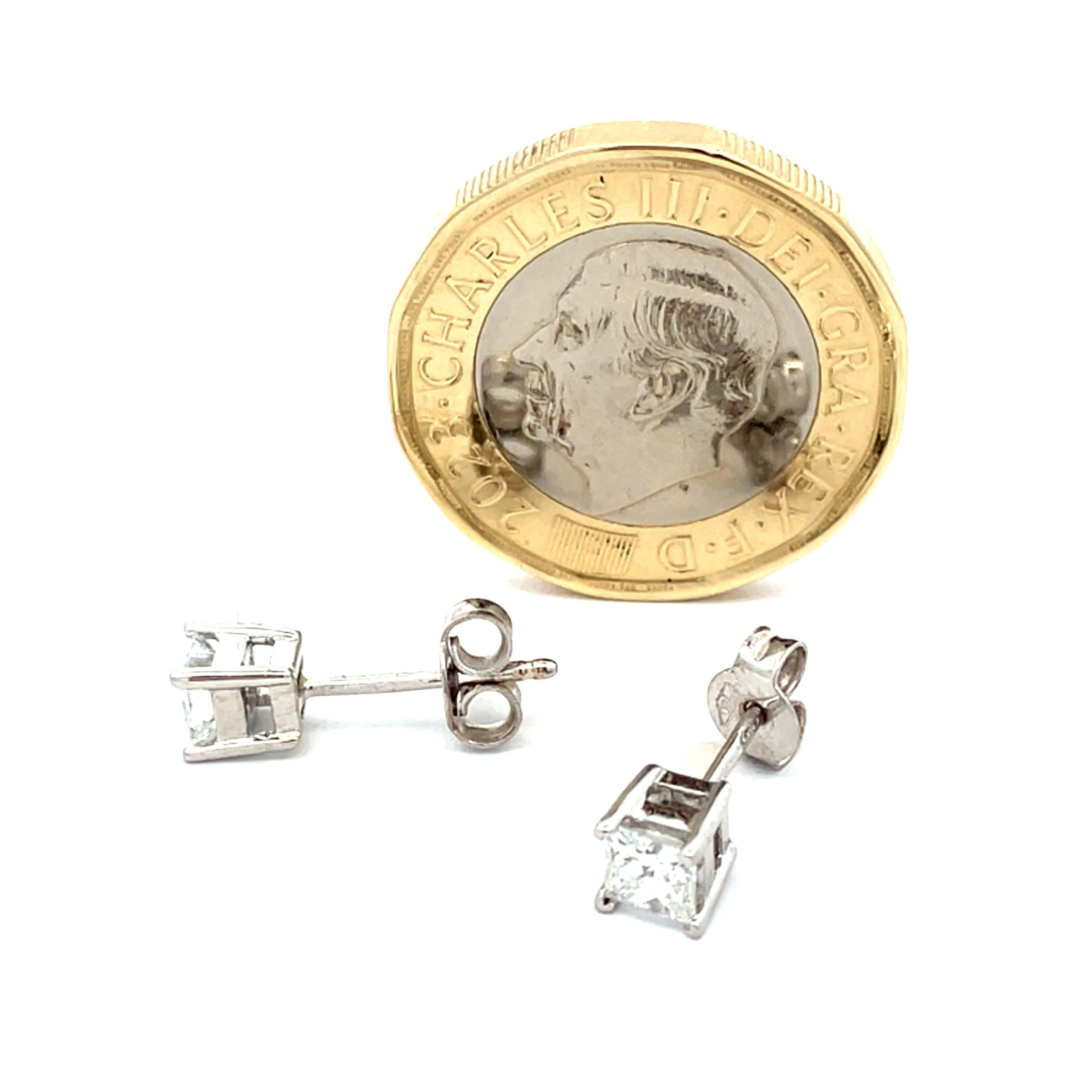 0.70ct Princess Cut Diamond Stud Earrings