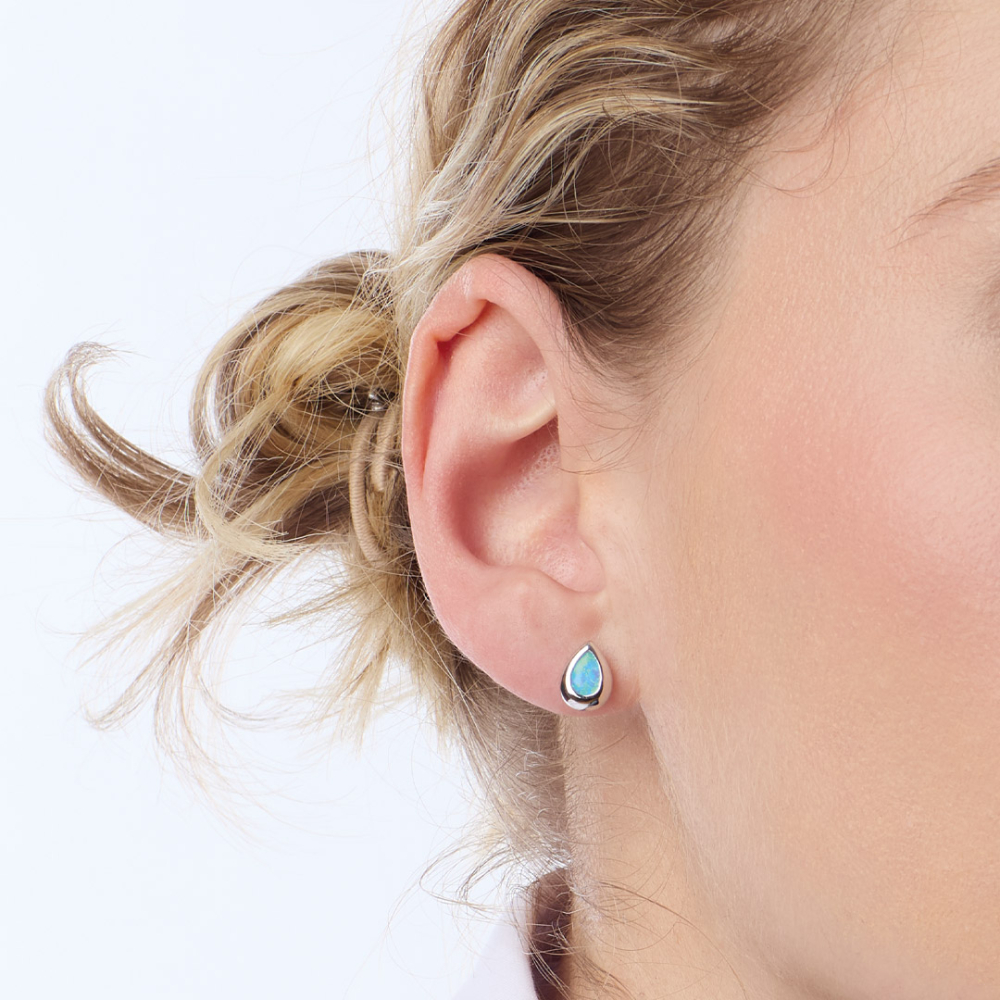 Kit Heath Coast Pebble Blue Opalescent Stud Earrings